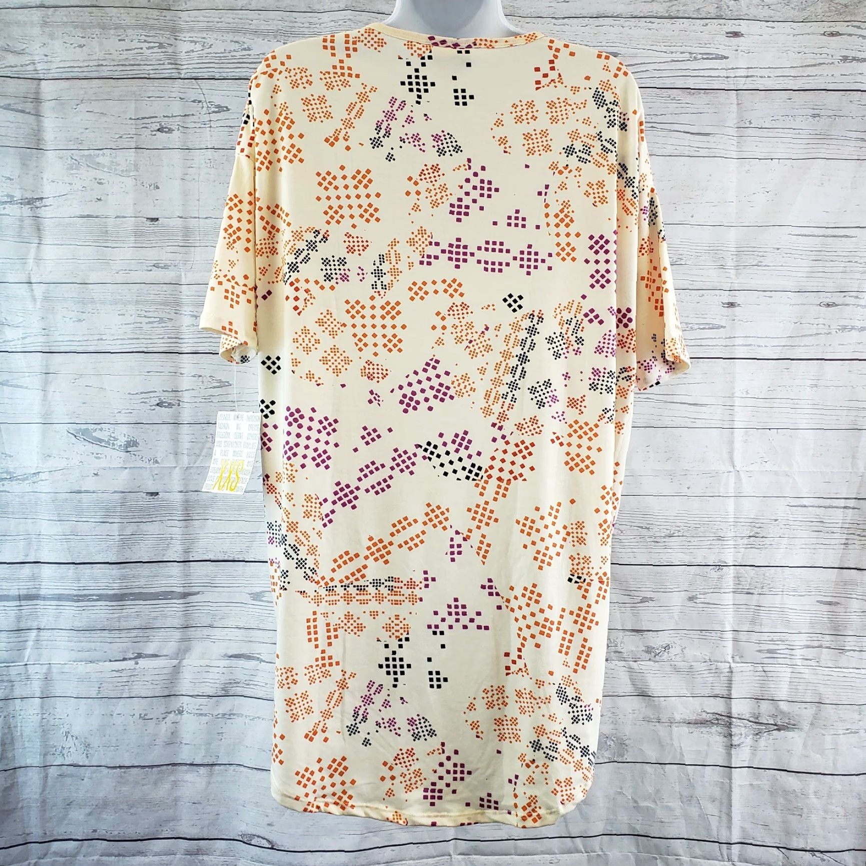 Vintage LuLaRoe Irma Top 2XS Womens Orange Cream Geometric Short Sleeve T-Shirt Tunic Casual Pullover NS Size XXS / US 00 / IT 34 - 3 Thumbnail
