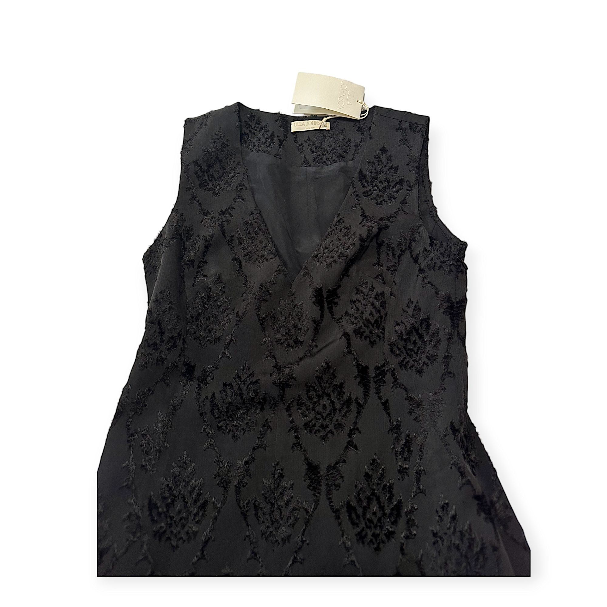 Ulla Johnson Elara Black Textured Midi Dress, Size 6, New wi
