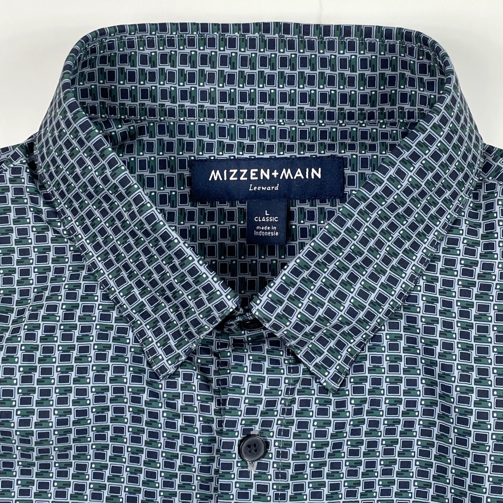 Mizzen+Main Mizzen+Main Shirt Men Large Blue Leeward Geometric Button Up Golf Golfer Stretch Size US L / EU 52-54 / 3 - 7 Thumbnail