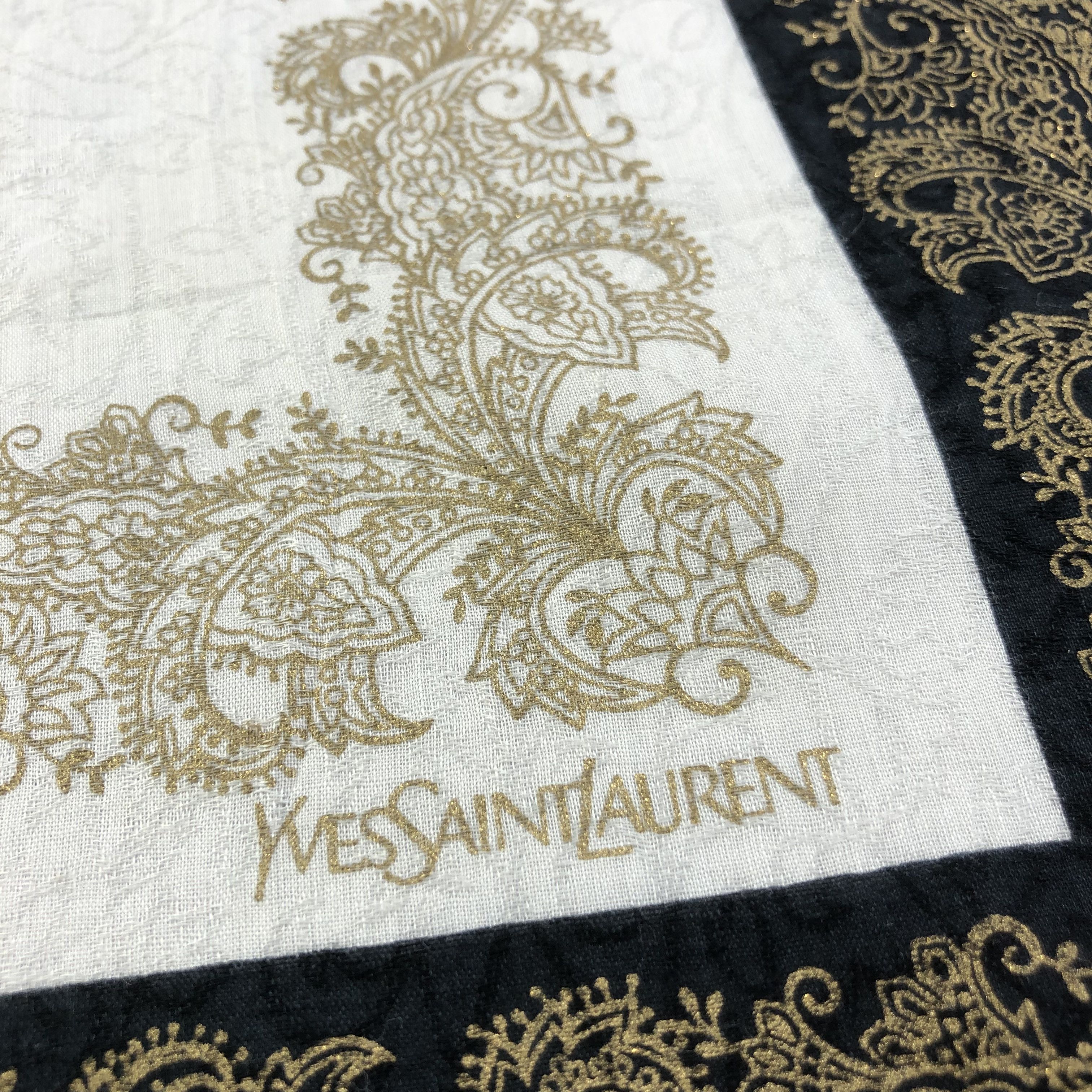 Yves Saint Laurent YSL Gold Baroque Handkerchief Neckerchief Bandana H1690 Size ONE SIZE - 8 Thumbnail