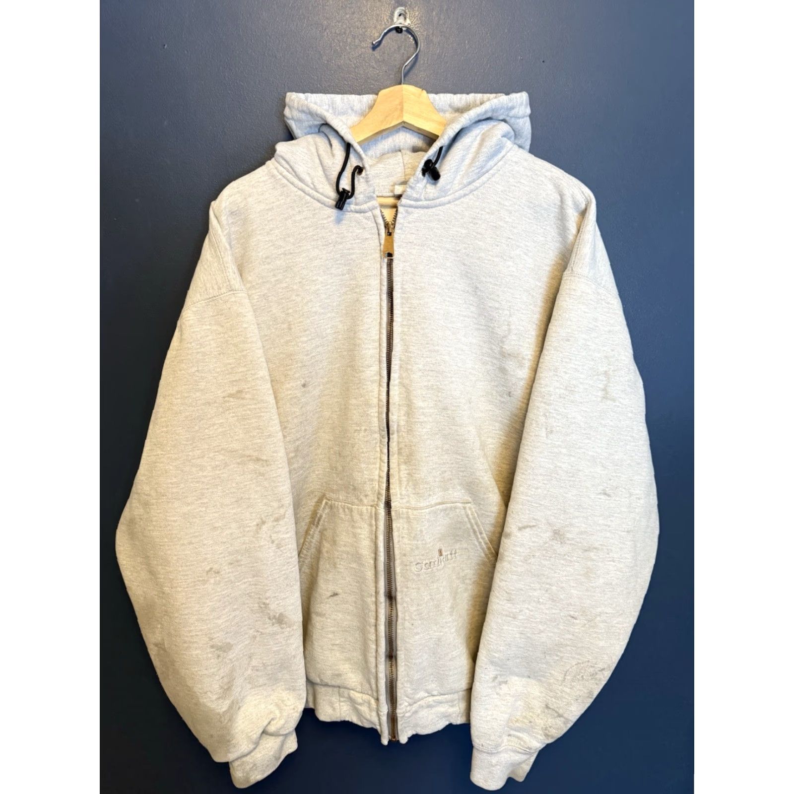 Carhartt VINTAGE Carhartt Hoodie 2XL Gray Thermal Zip 90s Distressed Men Boys Size US XXL / EU 58 / 5 - 4 Thumbnail