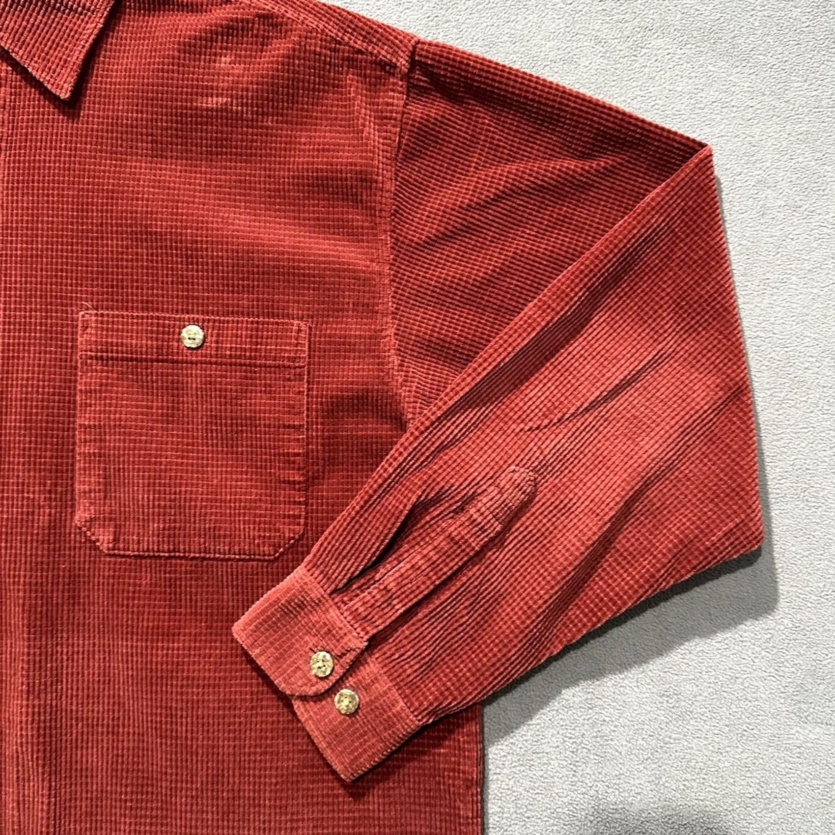 The Territory Ahead The Territory Ahead Shirt Mens L Orange/Red Waffle Textured Button-Up Heavy GUC Size US L / EU 52-54 / 3 - 6 Thumbnail