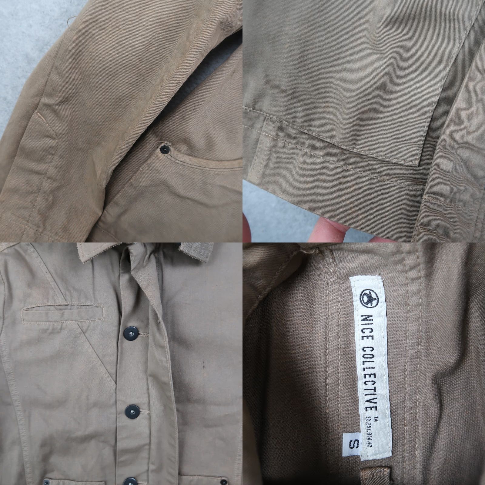 Nice Collective NICE Collective Military Jacket Khaki Mens S Small Cotton USA Made Field Jacket" Size US S / EU 44-46 / 1 - 8 Thumbnail