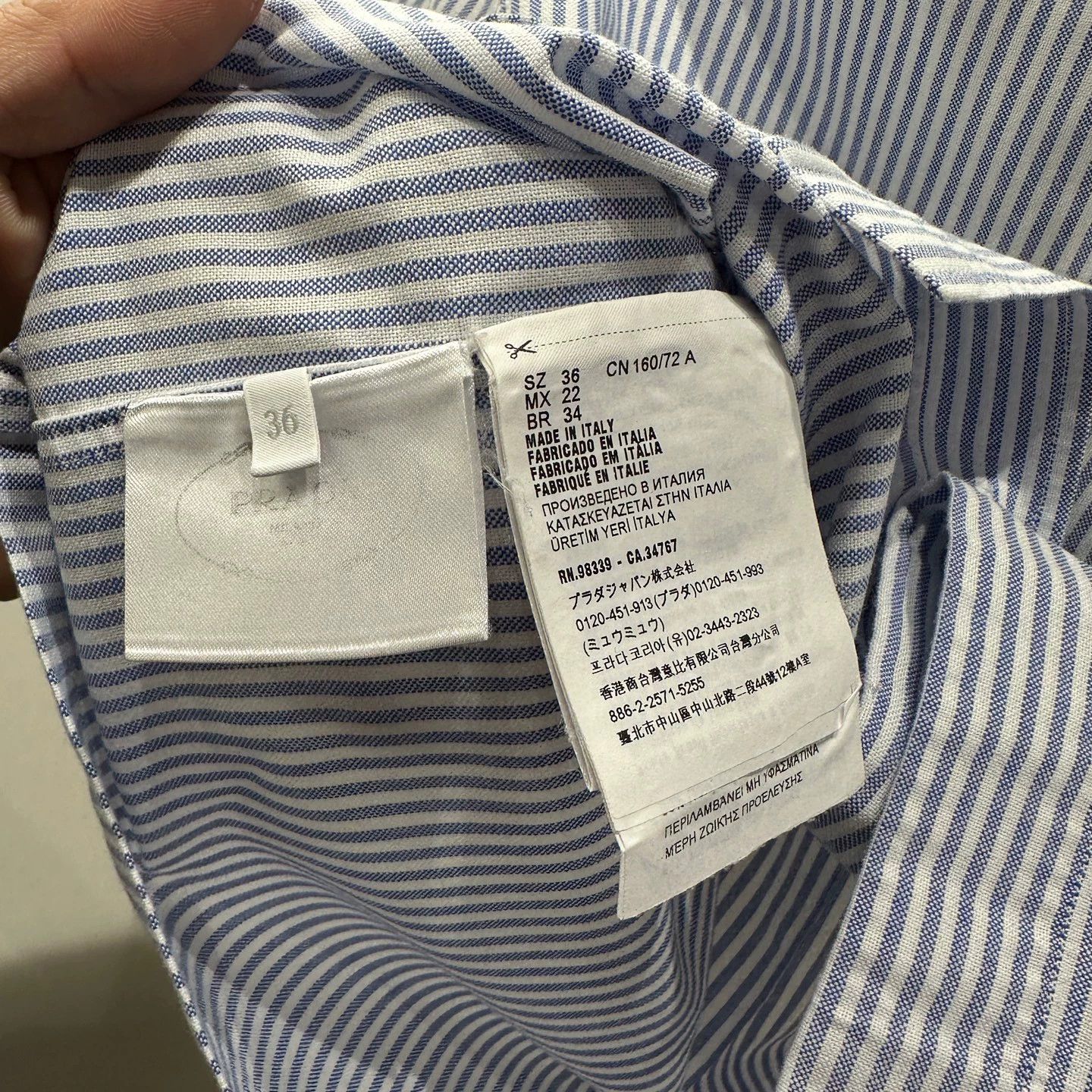 Prada Prada striped logo short-sleeve collared shirt feb443 36 Size XS / US 0-2 / IT 36-38 - 4 Thumbnail