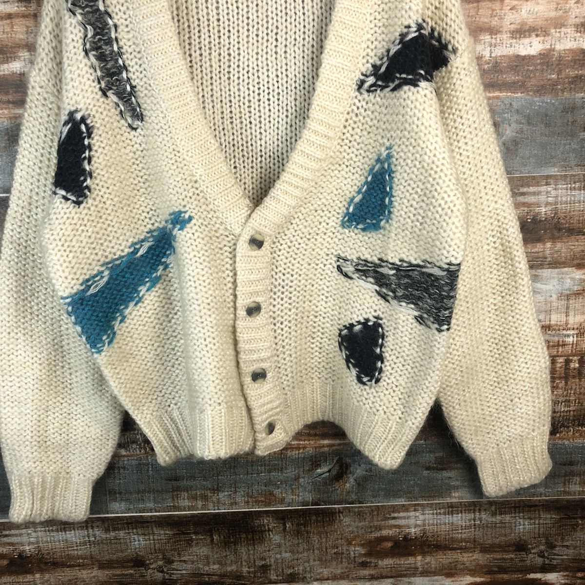 Homespun Knitwear Topic Spesc White Cardigan Knitwear #1865 Size US L / EU 52-54 / 3 - 6 Thumbnail