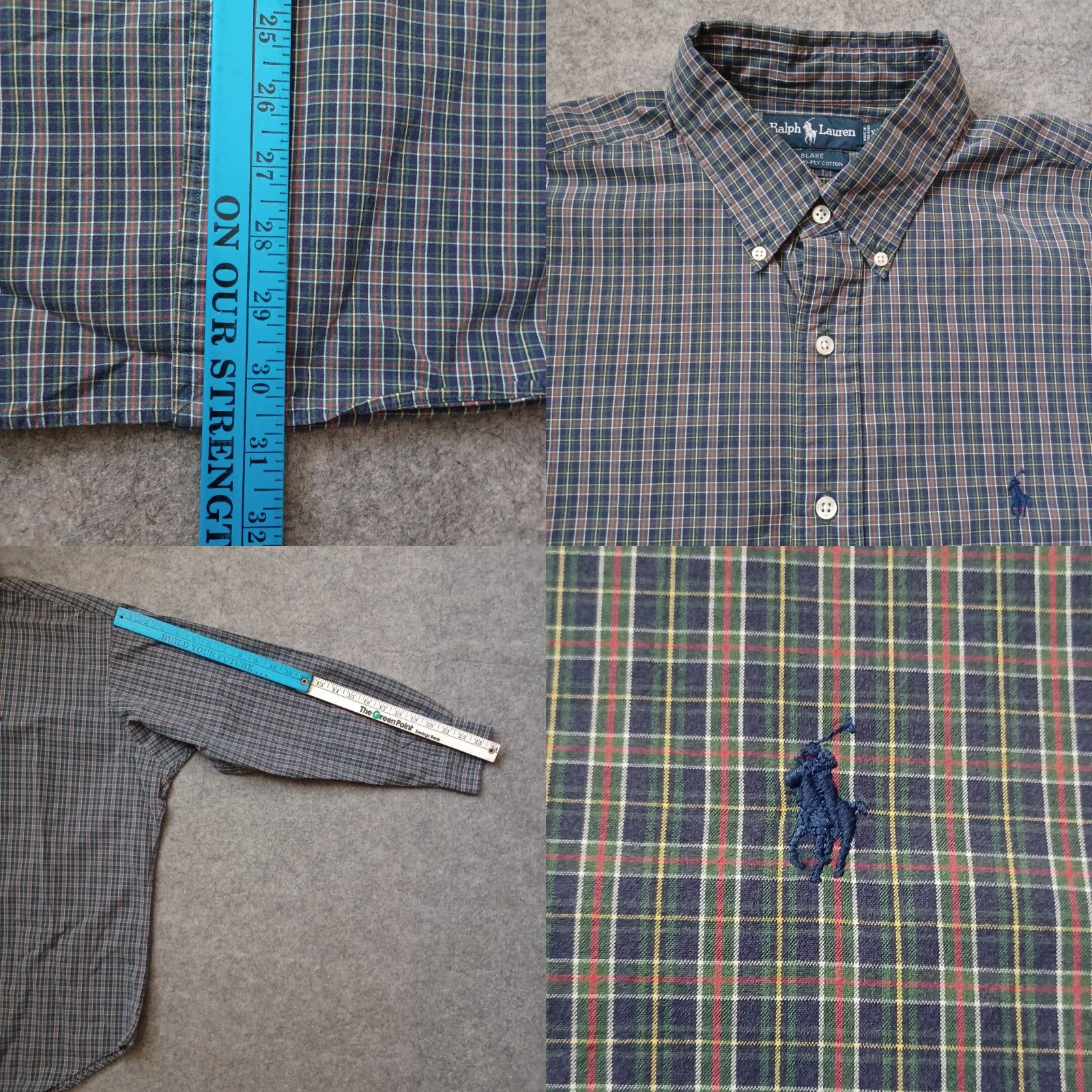 Ralph Lauren VINTAGE Ralph Lauren Shirt Mens XL Blue Plaid Blake Two Ply Cotton Button Down Size US XL / EU 56 / 4 - 8 Thumbnail