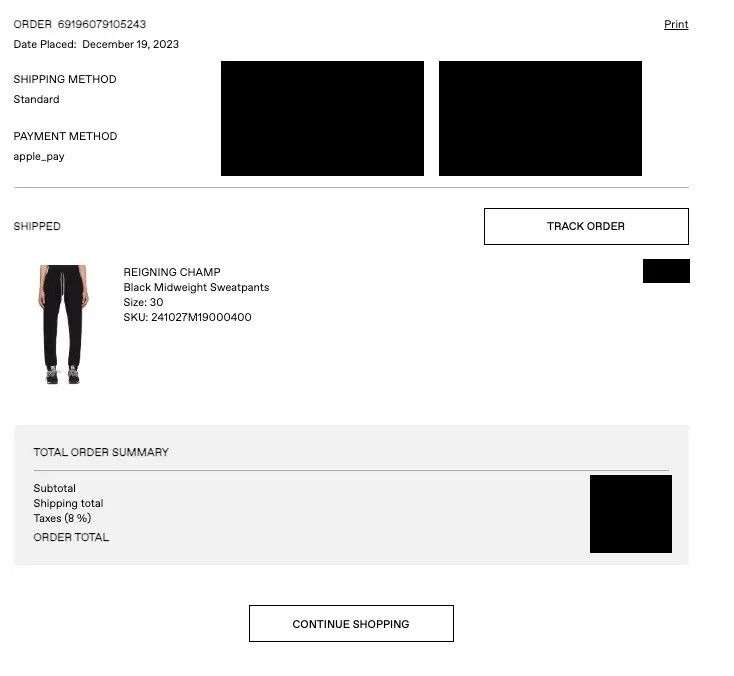 Reigning Champ Black Midweight Sweatpants Size US 29 - 7 Thumbnail