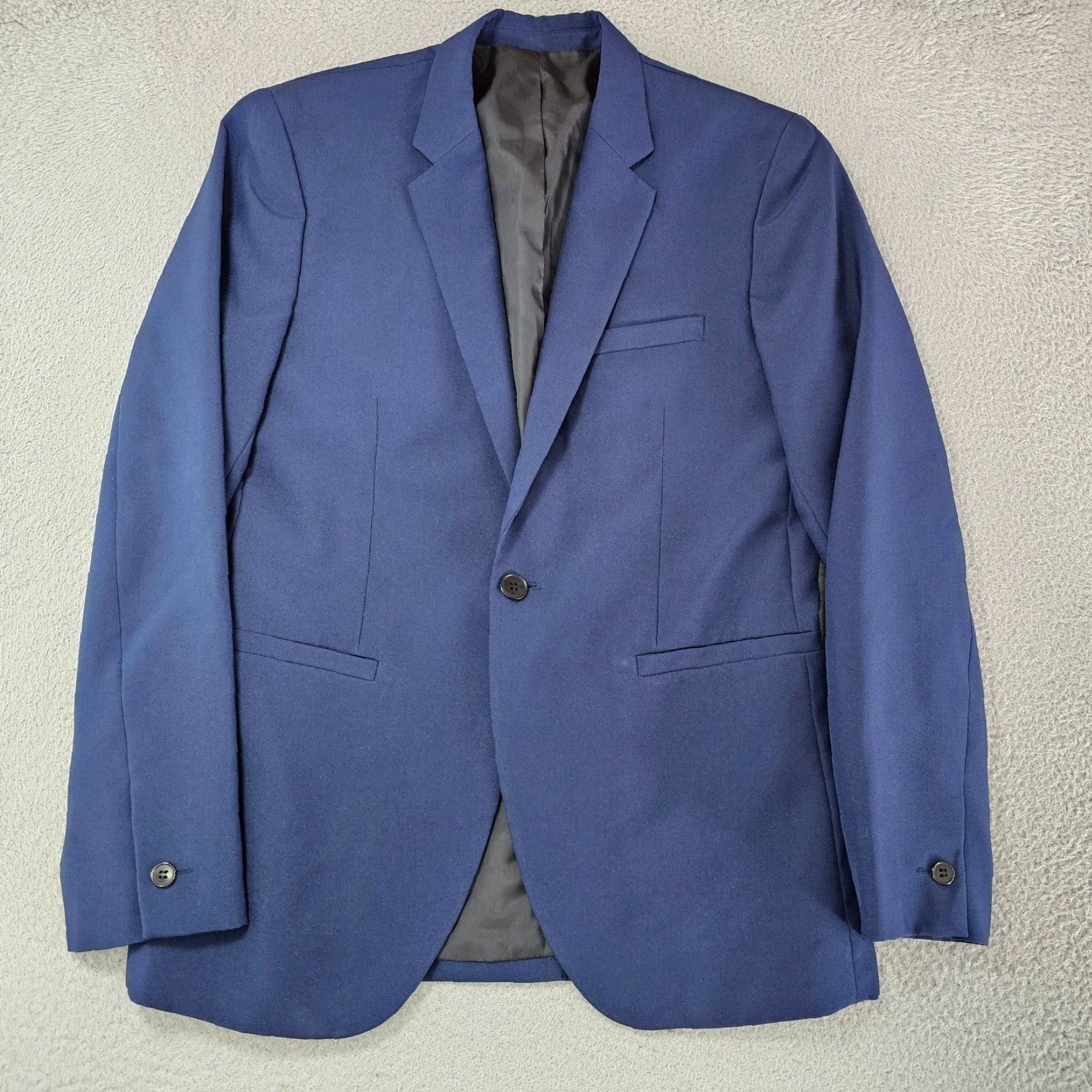H&M H&M Blazer Mens 38S Blue Slim One-Button Notch Lapel Single-Breasted Short Jacket Coat Suit Jacket Blazer Shirt? Size 38R - 2 Thumbnail
