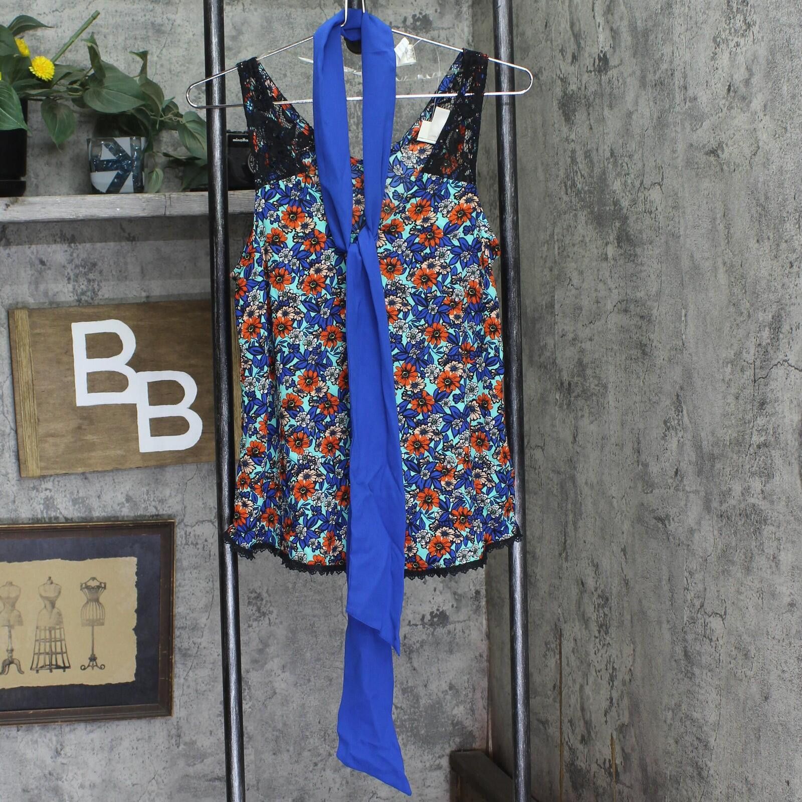 Other Nwt Belle Du Jour Tank Top Blouse With Scarf Blue / Multi M Size M / US 6-8 / IT 42-44 - 1 Thumbnail