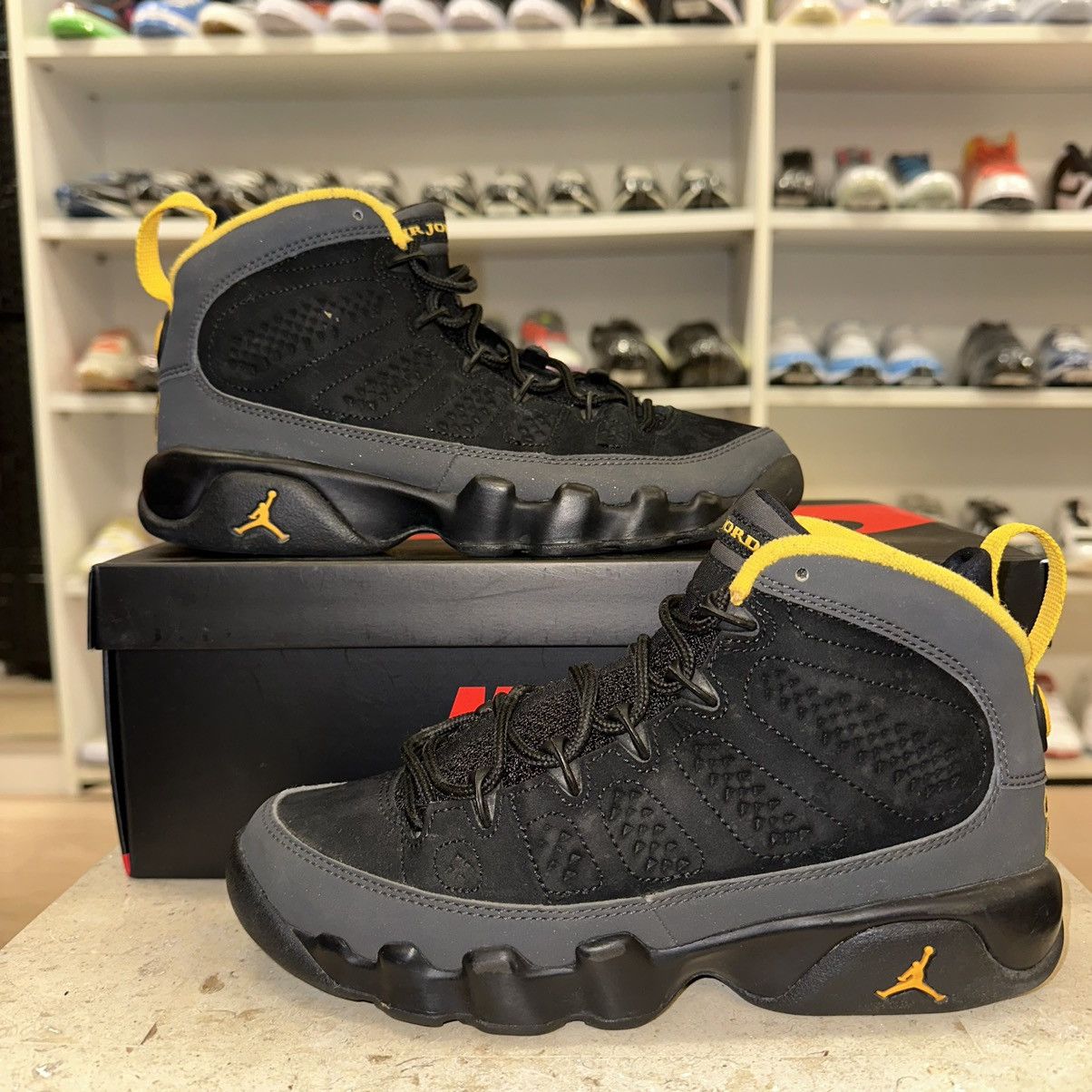 image of Size 4.5M (6W) - Jordan 9 Retro Black Shoes, Men's