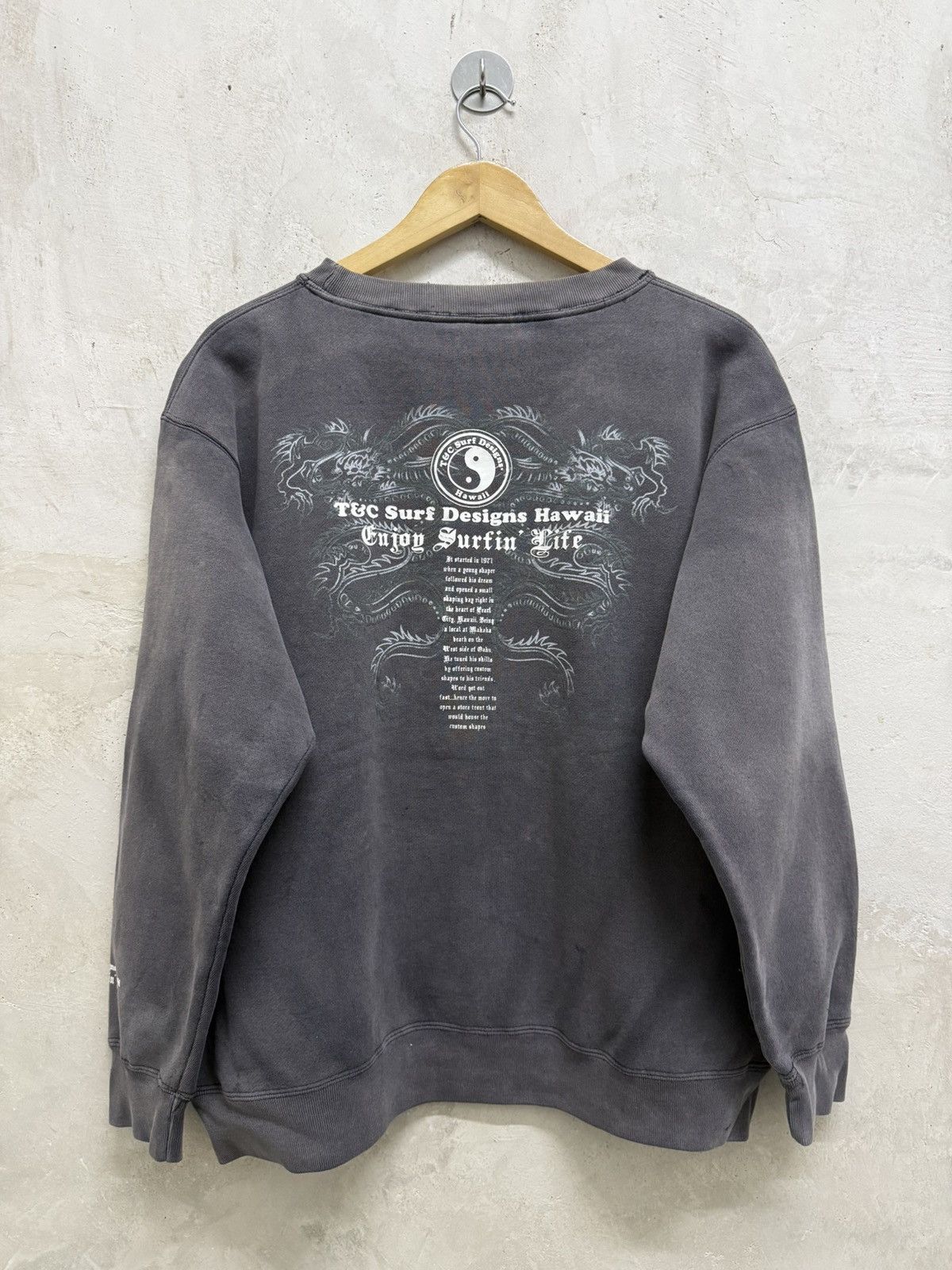 Affliction Faded T&C Surf Dragon Wild Poems Jnco Styled Sweatshirt Size US XL / EU 56 / 4 - 1 Thumbnail