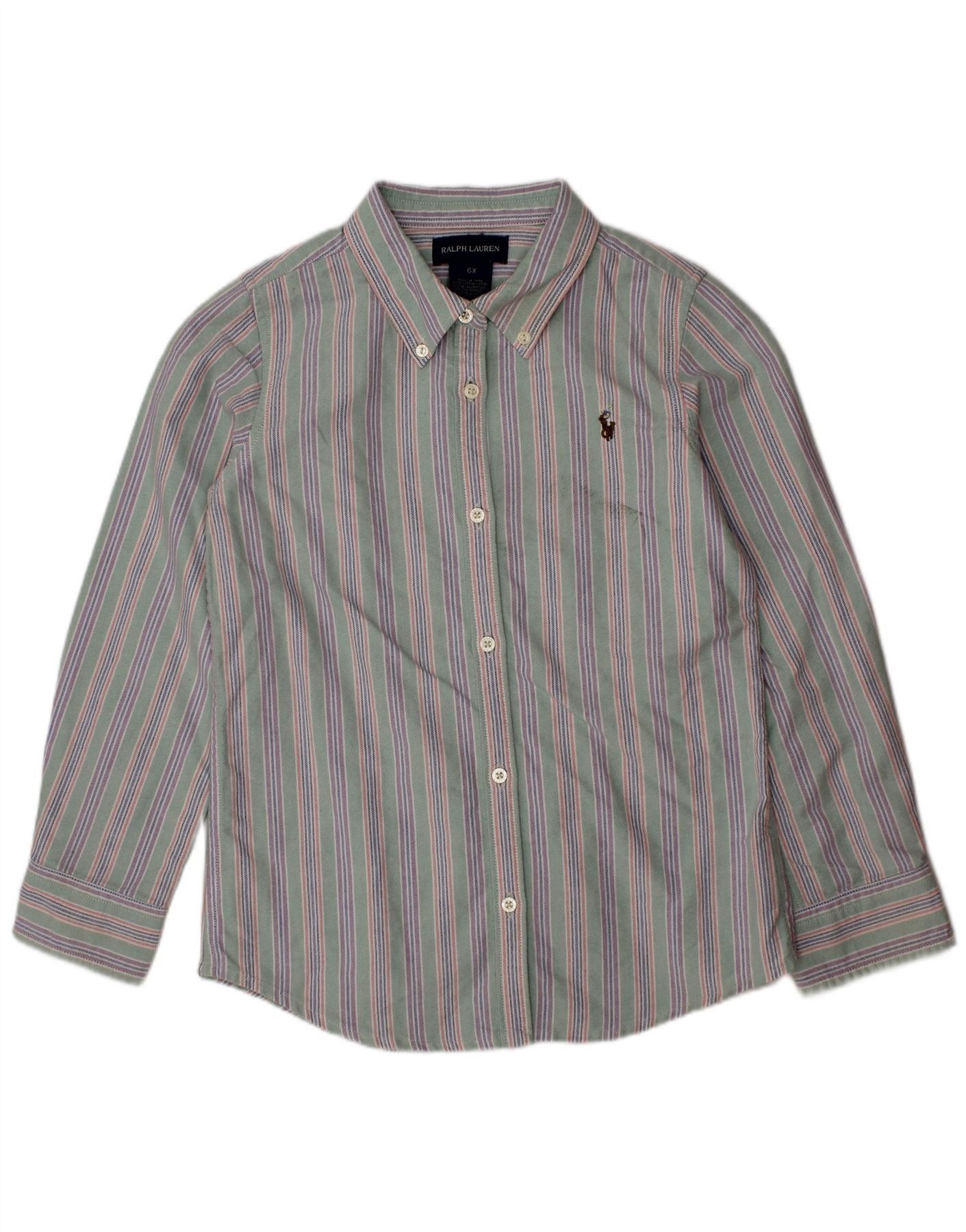 Ralph Lauren Boys Flannel Shirt 5-6 Years Green Striped Cotton Size XS / US 0-2 / IT 36-38 - 1 Thumbnail