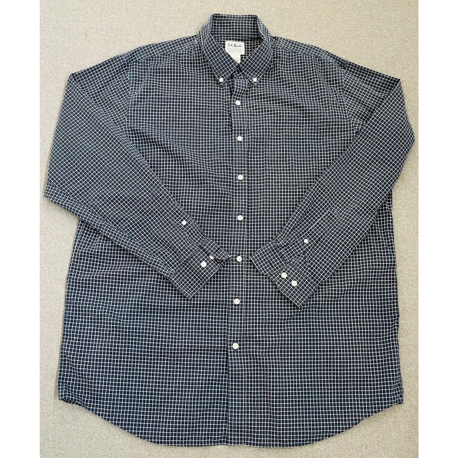 L.L. Bean LL Bean Blue Office Checkered Cotton Shirt XL Size US XL / EU 56 / 4 - 1 Thumbnail