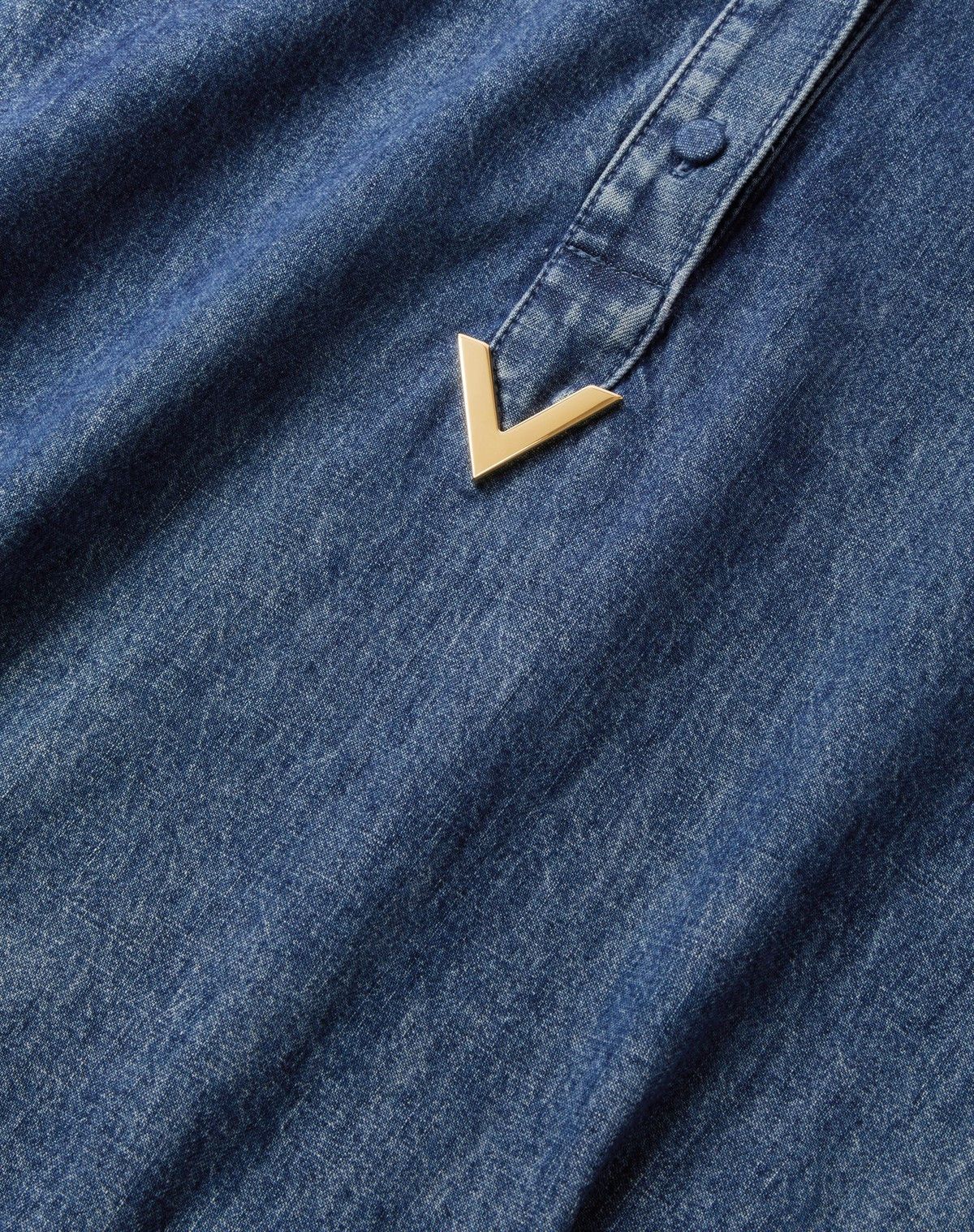 Valentino o1s1wg110525 Denim Chambray Dress in Medium Blue Size L / US 10 / IT 46 - 7 Thumbnail