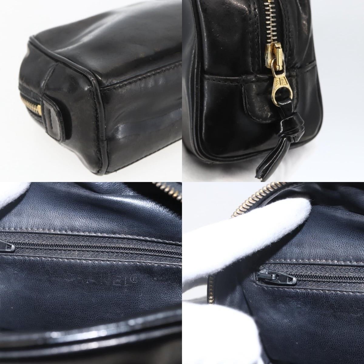 Chanel Chanel Pouch Patent Leather Black Gold CC Size ONE SIZE - 5 Thumbnail