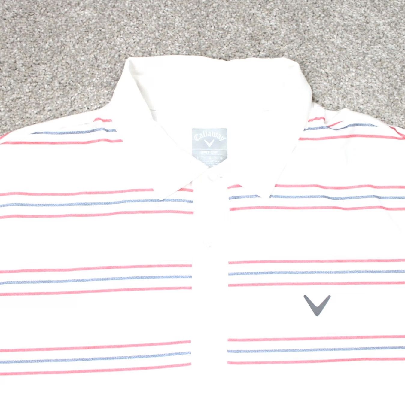 Callaway Callaway Polo Shirt Mens Large White Red Blue Striped Opti-Dri Golf Short Sleeve Size US L / EU 52-54 / 3 - 5 Thumbnail
