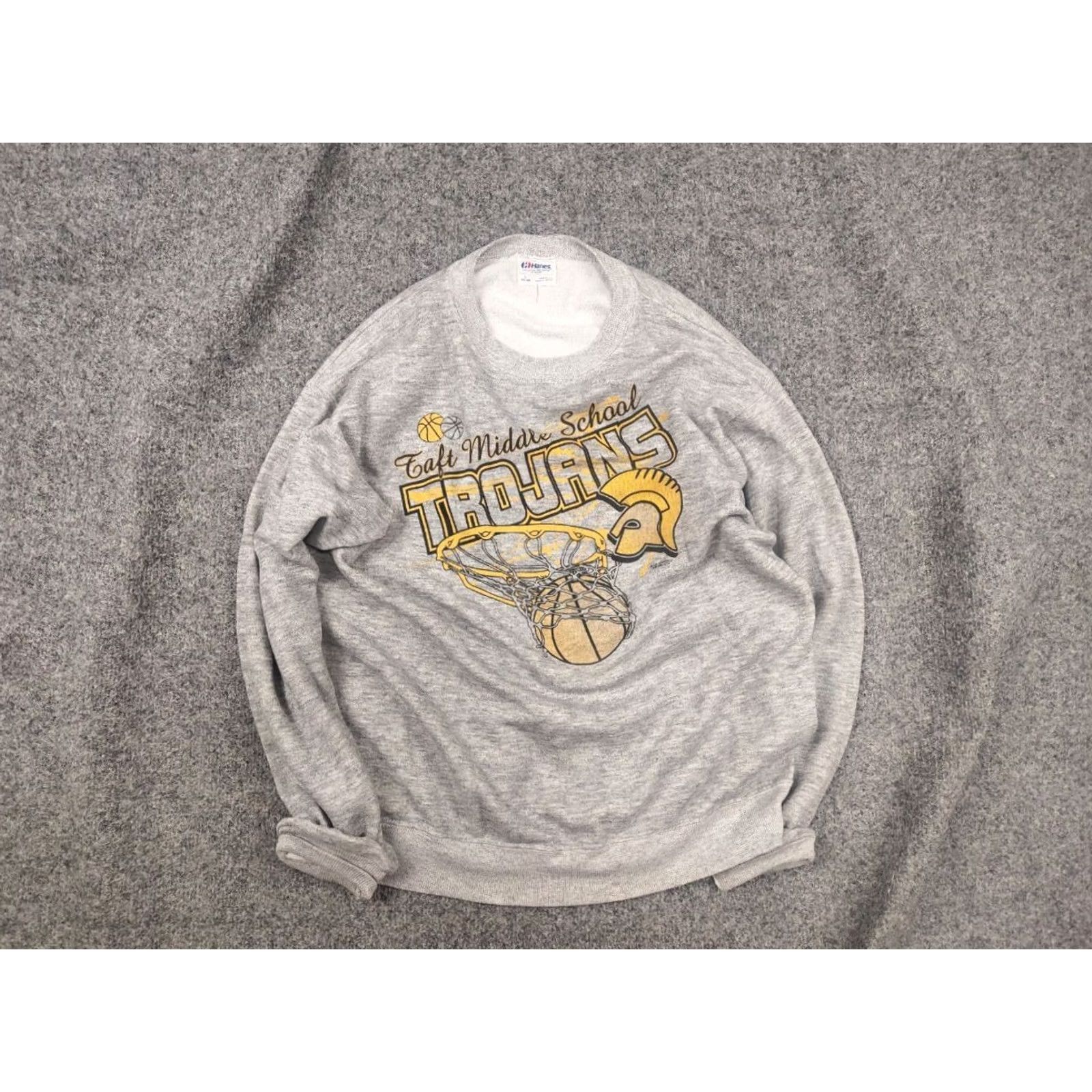 Logo 7 VINTAGE Taft Middle School TROJANS basketball graphics Logo Gray Sweatshirt Size US L / EU 52-54 / 3 - 2 Thumbnail