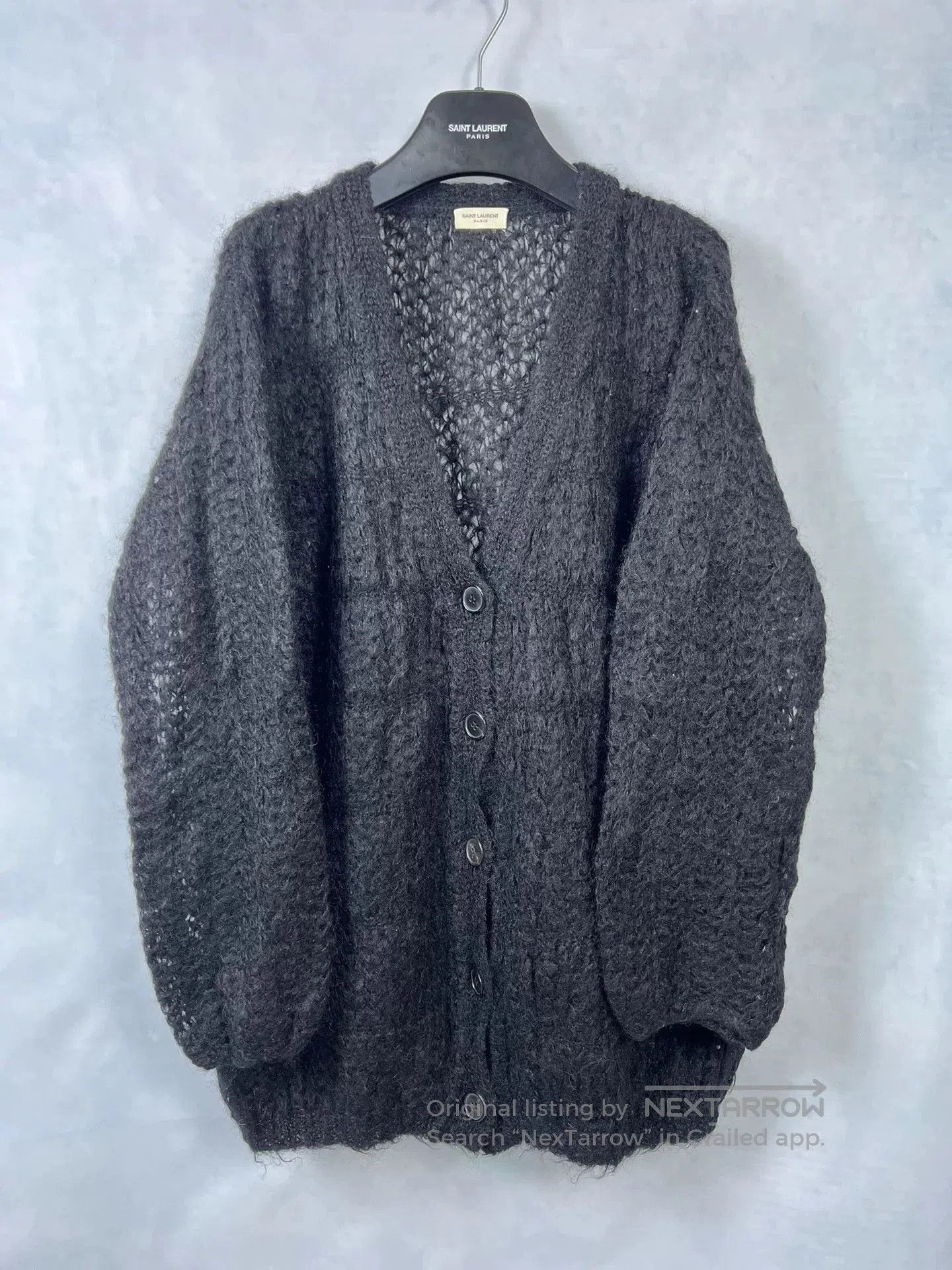 Saint Laurent Paris Saint Laurent Black Feather Knit Cardigan. Size US S / EU 44-46 / 1 - 1 Thumbnail