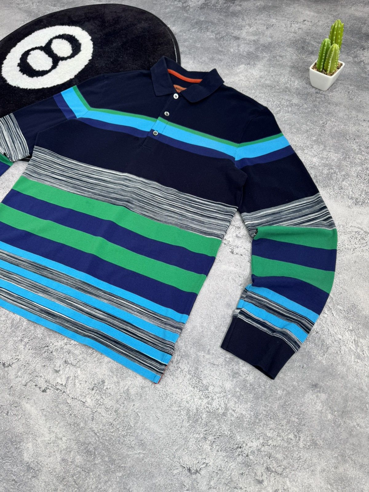 Missoni Missoni Italy Luxury Striped Long Sleeve Navy/ Green/Blue Size US S / EU 44-46 / 1 - 3 Thumbnail