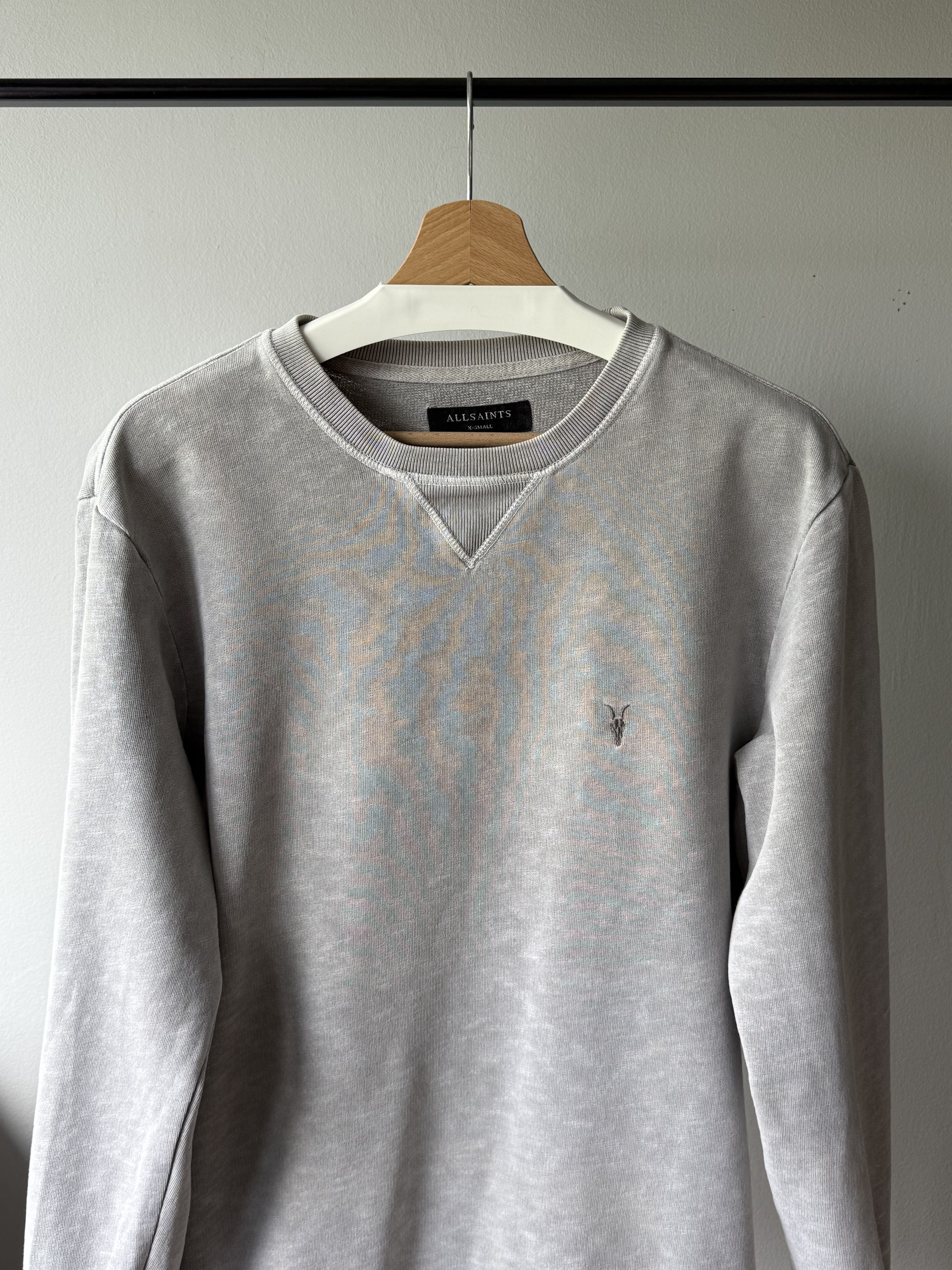 Allsaints Allsaints Wilde Crew Neck Grey Marl Cotton Logo Sweatshirt Size US XS / EU 42 / 0 - 3 Thumbnail