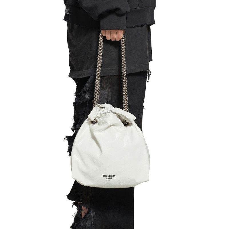 Balenciaga o1w1db10526 Size: OS / Crush Small Tote Bag in Optic White Size ONE SIZE - 2 Thumbnail