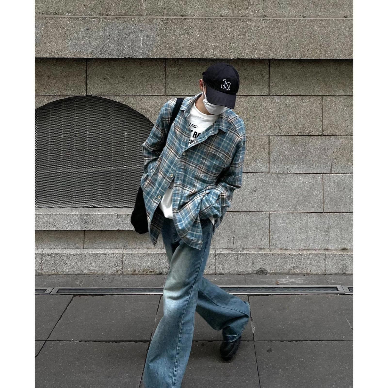 Japanese Brand Blue Plaid Frayed Edge Long Sleeve Button-Up Shirt Size US M / EU 48-50 / 2 - 3 Thumbnail