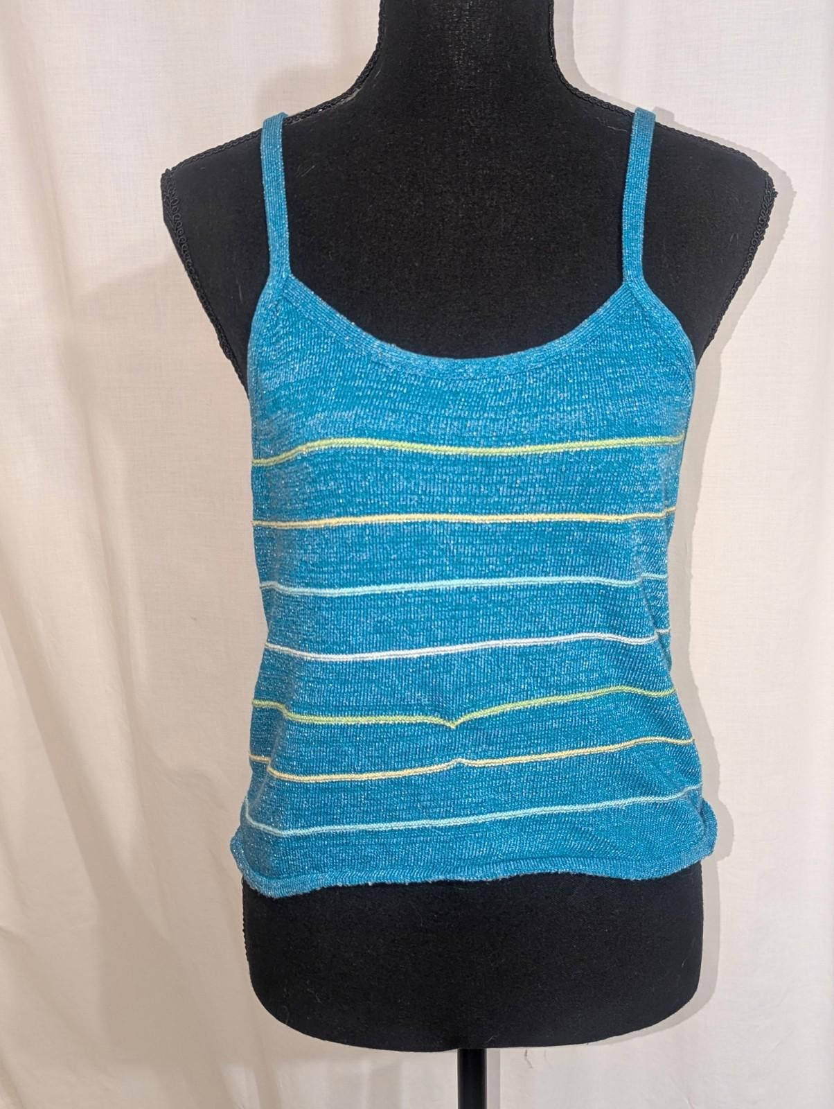Designer VTG 90s Y2K NAF NAF Blue Striped Tank Top Sz S Size S / US 4 / IT 40 - 1 Thumbnail