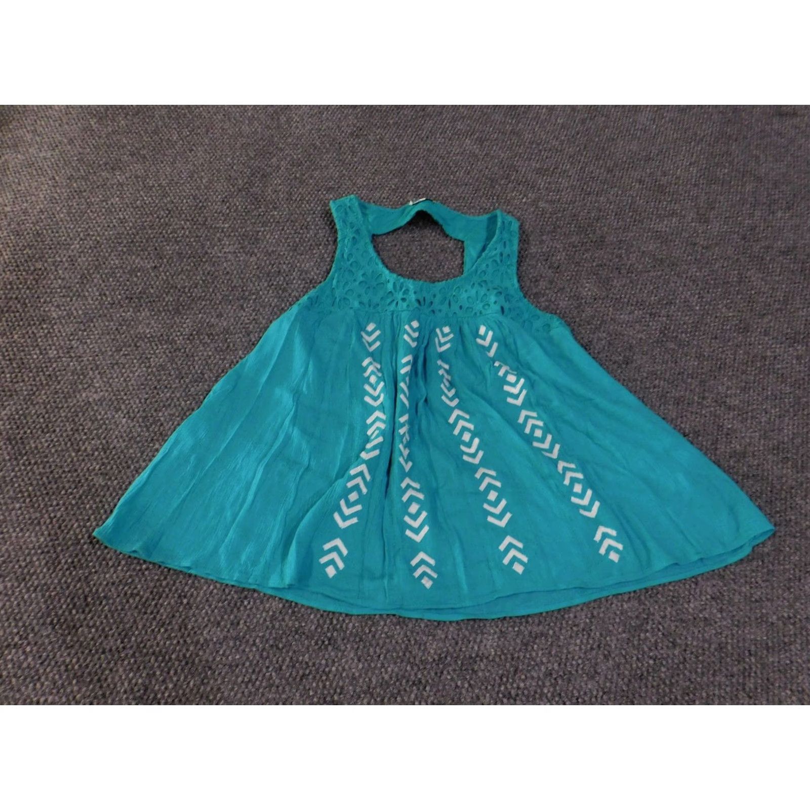Vintage Crown & Ivy Tank Top Womens Small Blue Embroidered Lace Yoke Boho Flowy Summer Size S / US 4 / IT 40 - 2 Thumbnail
