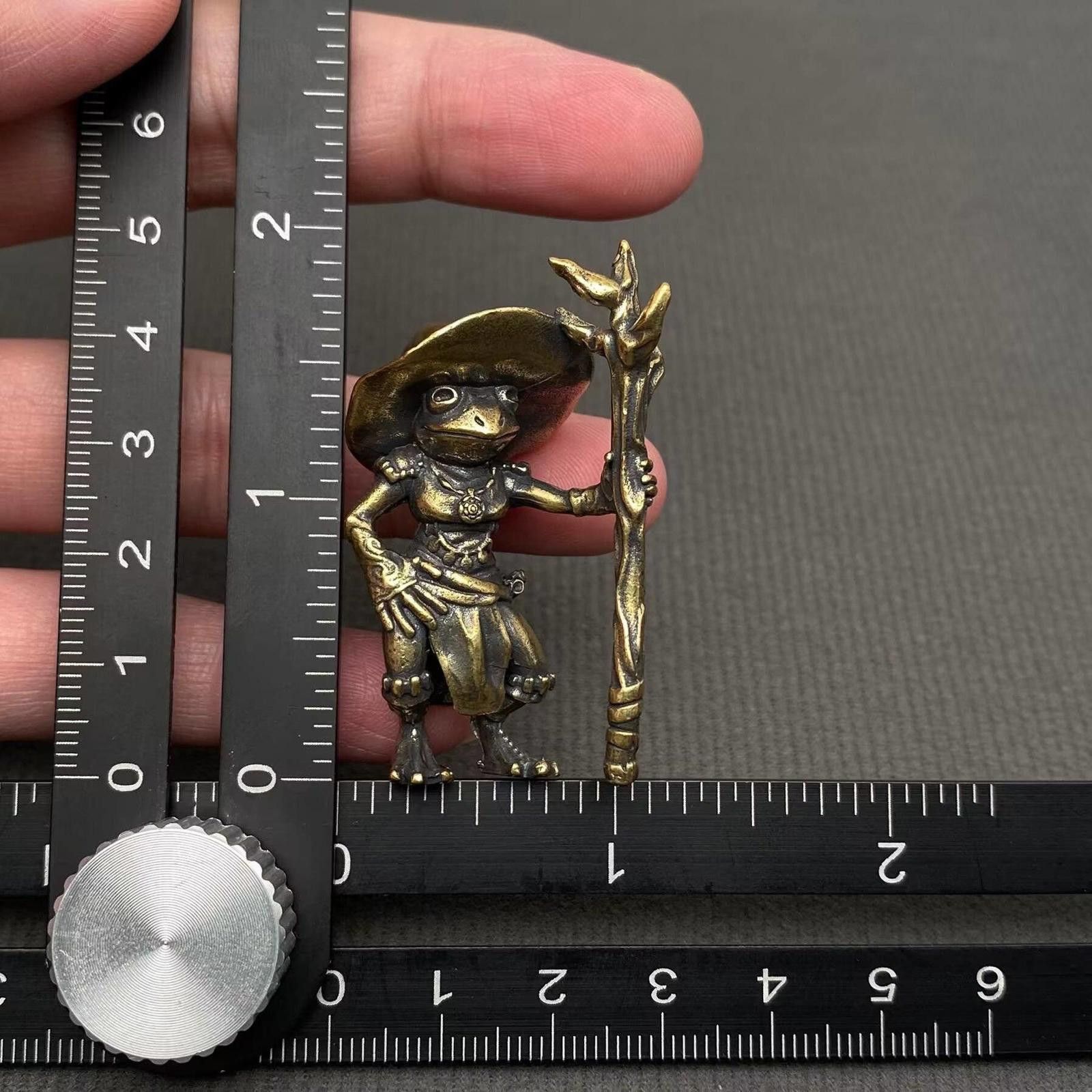The Unbranded Brand Brass Frog Wizard Figurine with Staff Size ONE SIZE - 4 Thumbnail