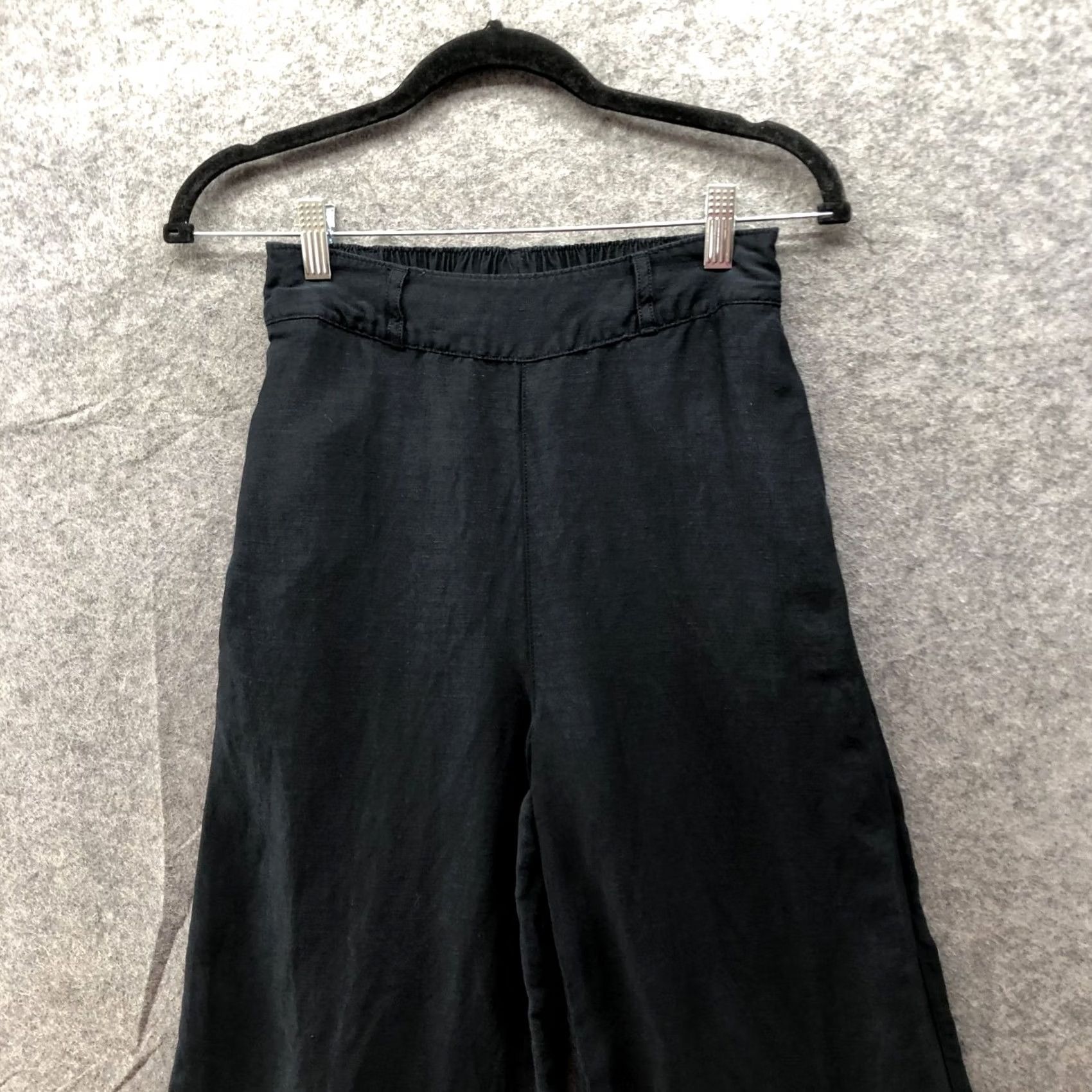 Halston Halston Linen Blend Wide Leg Pants Womens XS Black Pull On High Rise Size 26" / US 2 / IT 38 - 3 Thumbnail