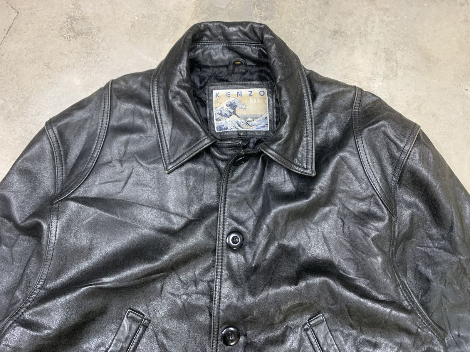 Kenzo Kenzo Jeans Vintage Distressed Leather Jacket Size US XL / EU 56 / 4 - 4 Thumbnail