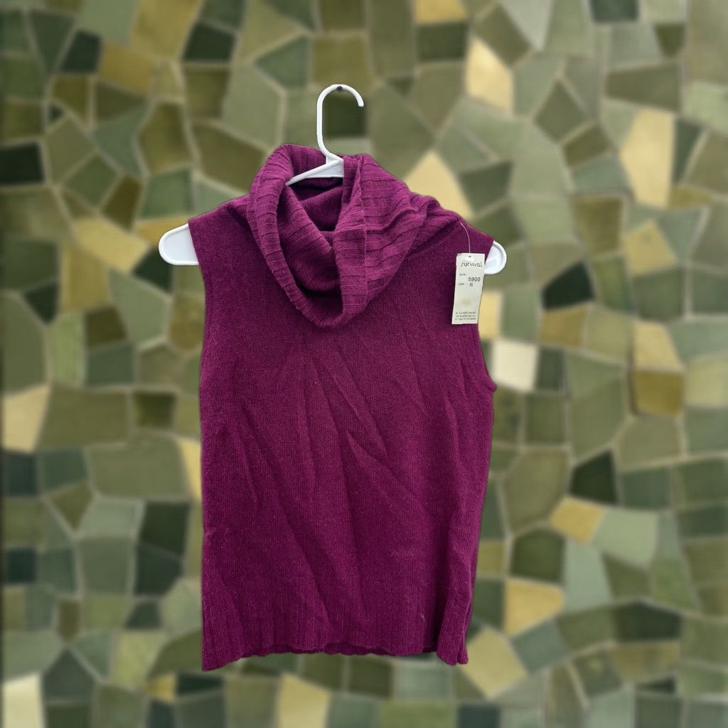 Vintage VTG Survival Womens Sleeveless Crowl Neck Sweater Tank Top Small Purple NWT Knit Angora Nylon Lambswool All Seasons Pullover 0? Size S / US 4 / IT 40 - 1 Thumbnail