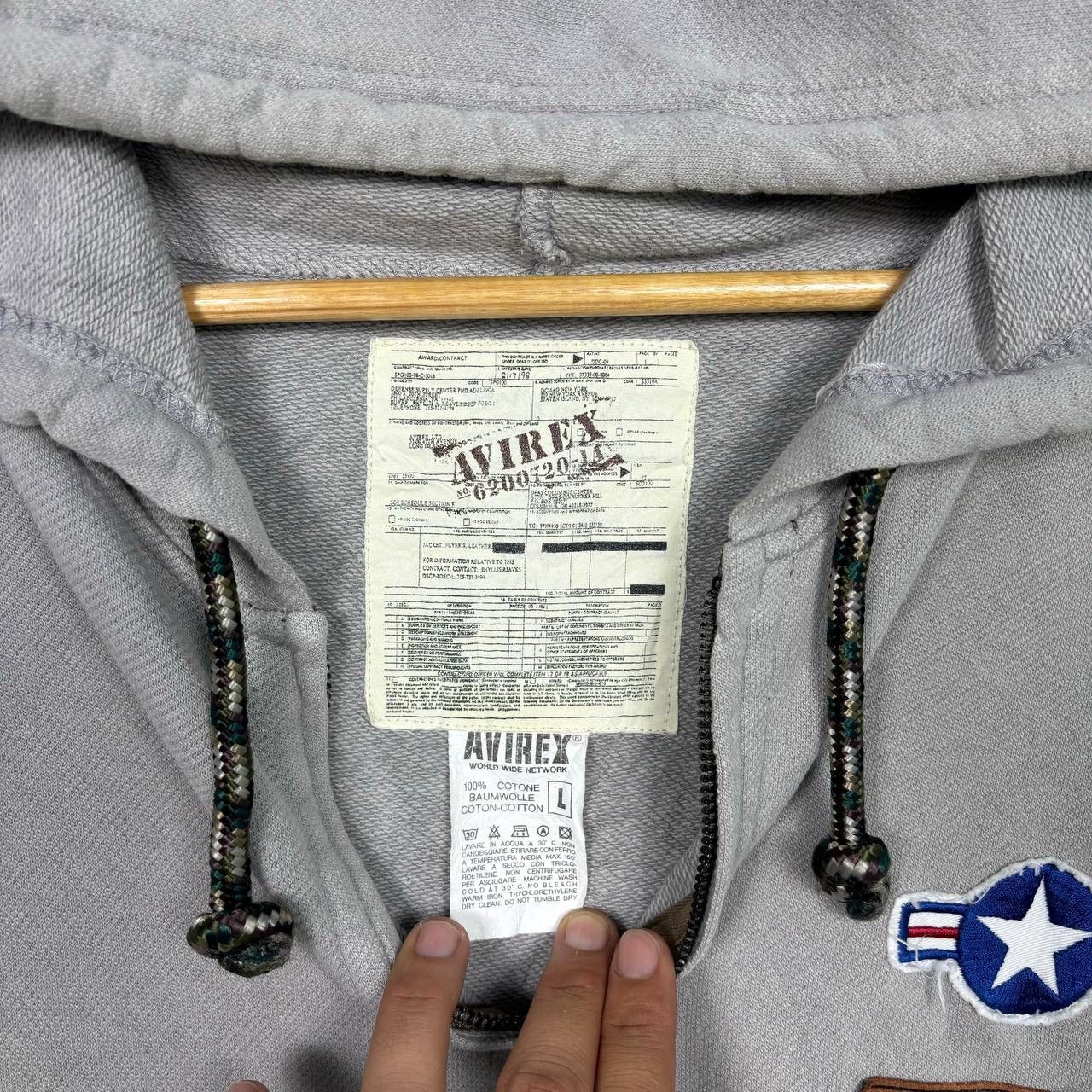 Avirex Avirex US Army Air Force Grey Hoodie Full Zipper Hoodie Size US L / EU 52-54 / 3 - 6 Thumbnail