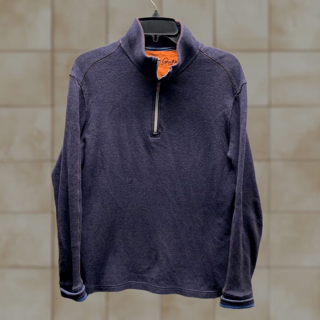 Robert Graham Robert Graham Sweater Adult Large Blue 1/4 Zip Mens Pullover Cotton Thermal 90s Size US L / EU 52-54 / 3 - 1 Thumbnail