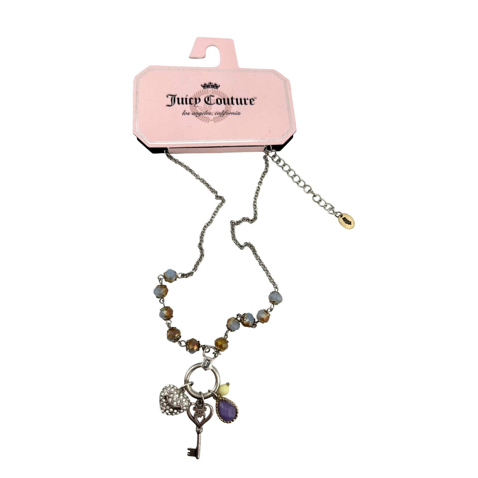 Juicy Couture Juicy Couture Charm Necklace Heart, Key and Gemstone on Ring Size ONE SIZE - 7 Thumbnail