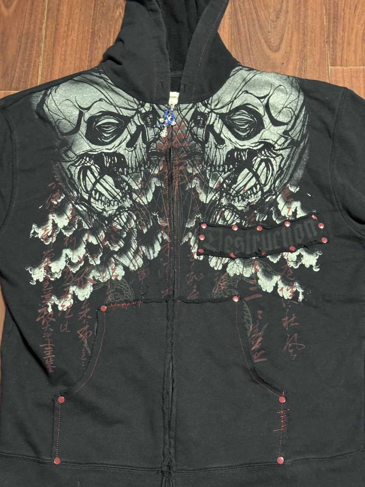 Route 66 Y2K Route 66 Skulls Full Zip Up Black Hoodie Size Mens Large Size US L / EU 52-54 / 3 - 4 Thumbnail