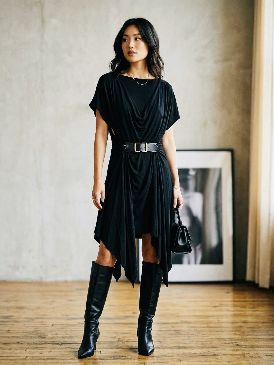plein sud Archival Plein Sud Jeanius Asymmetric Draped Tunic Dress Size M / US 6-8 / IT 42-44 - 1 Thumbnail