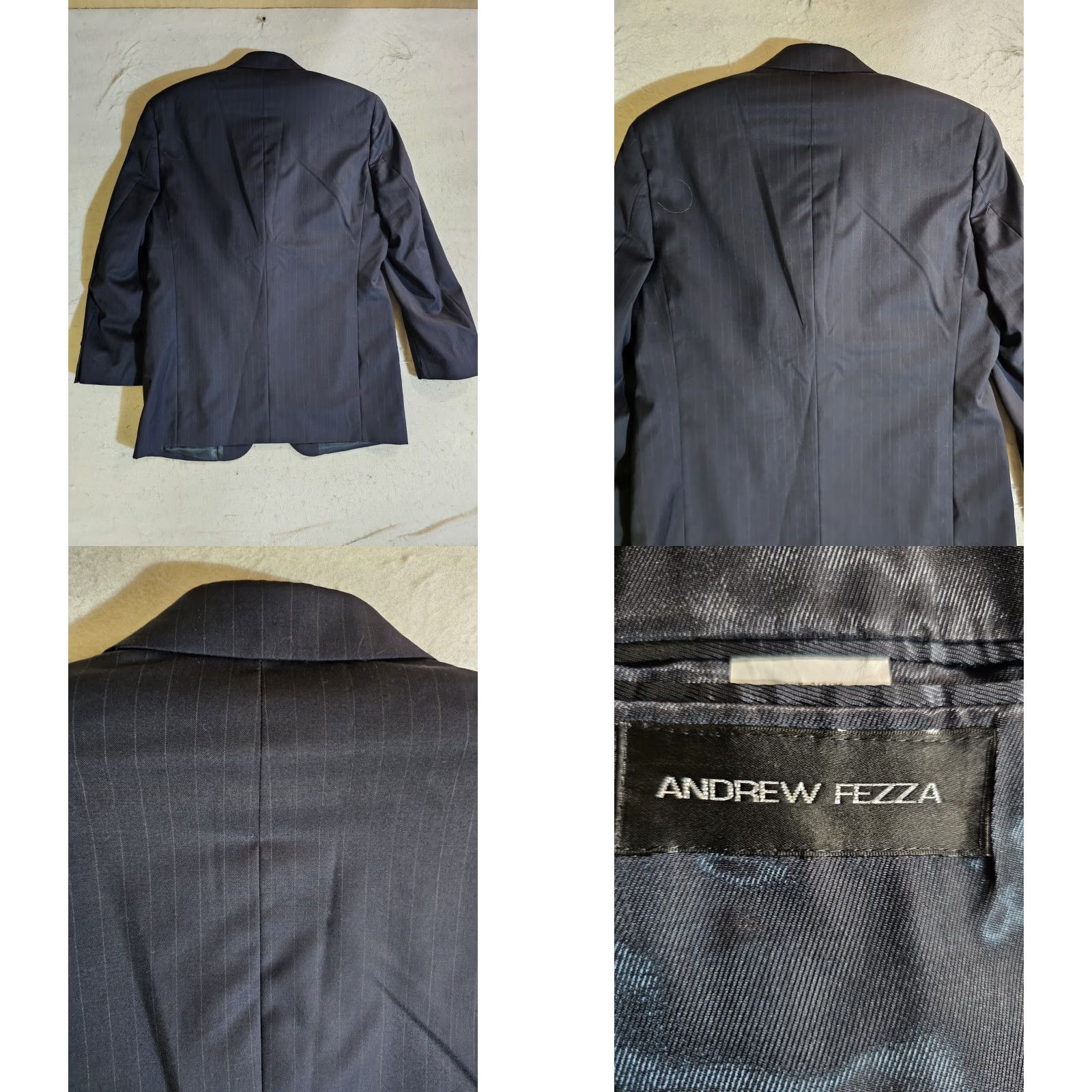 Vintage VINTAGE? No—Andrew Fezza Classic Pin Striped 2 Pc Suit 100% Wool Super 100s Size 42L Blue 2 Piece Suit Mens Regular 36Wx30L Size 42R - 10 Thumbnail