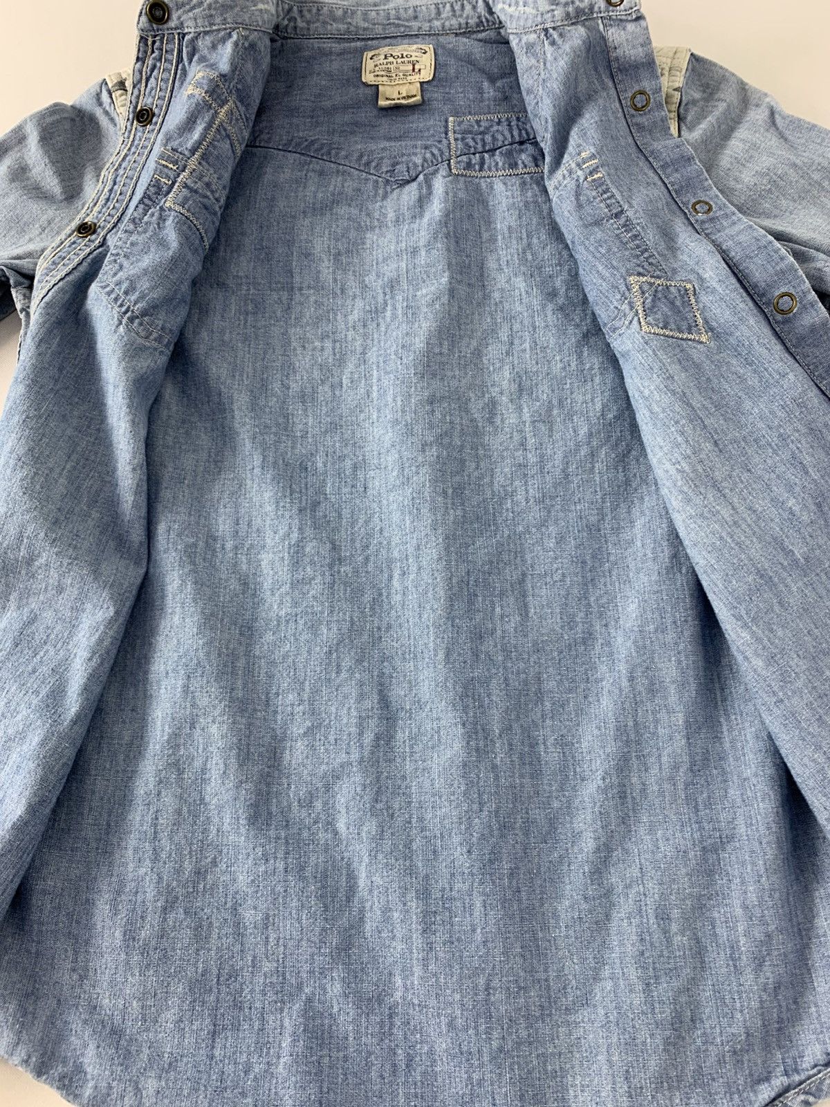 Polo Ralph Lauren Polo by Ralph Lauren Denim Shirt Dungarees Star Design Size L / US 10 / IT 46 - 6 Thumbnail