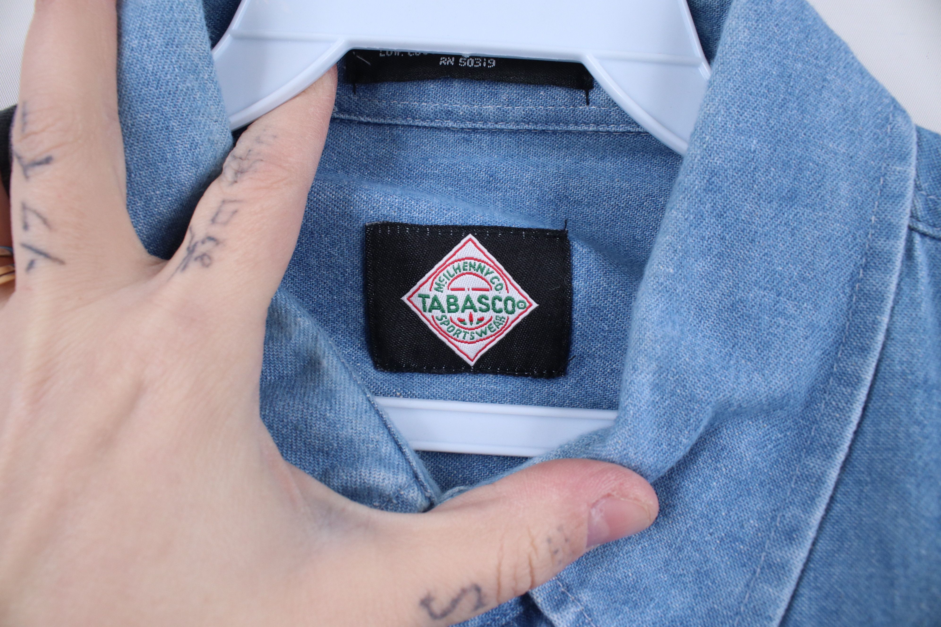 Vintage Vintage 90s Streetwear Tabasco Hot Sauce Denim Button Shirt Size US XL / EU 56 / 4 - 8 Thumbnail