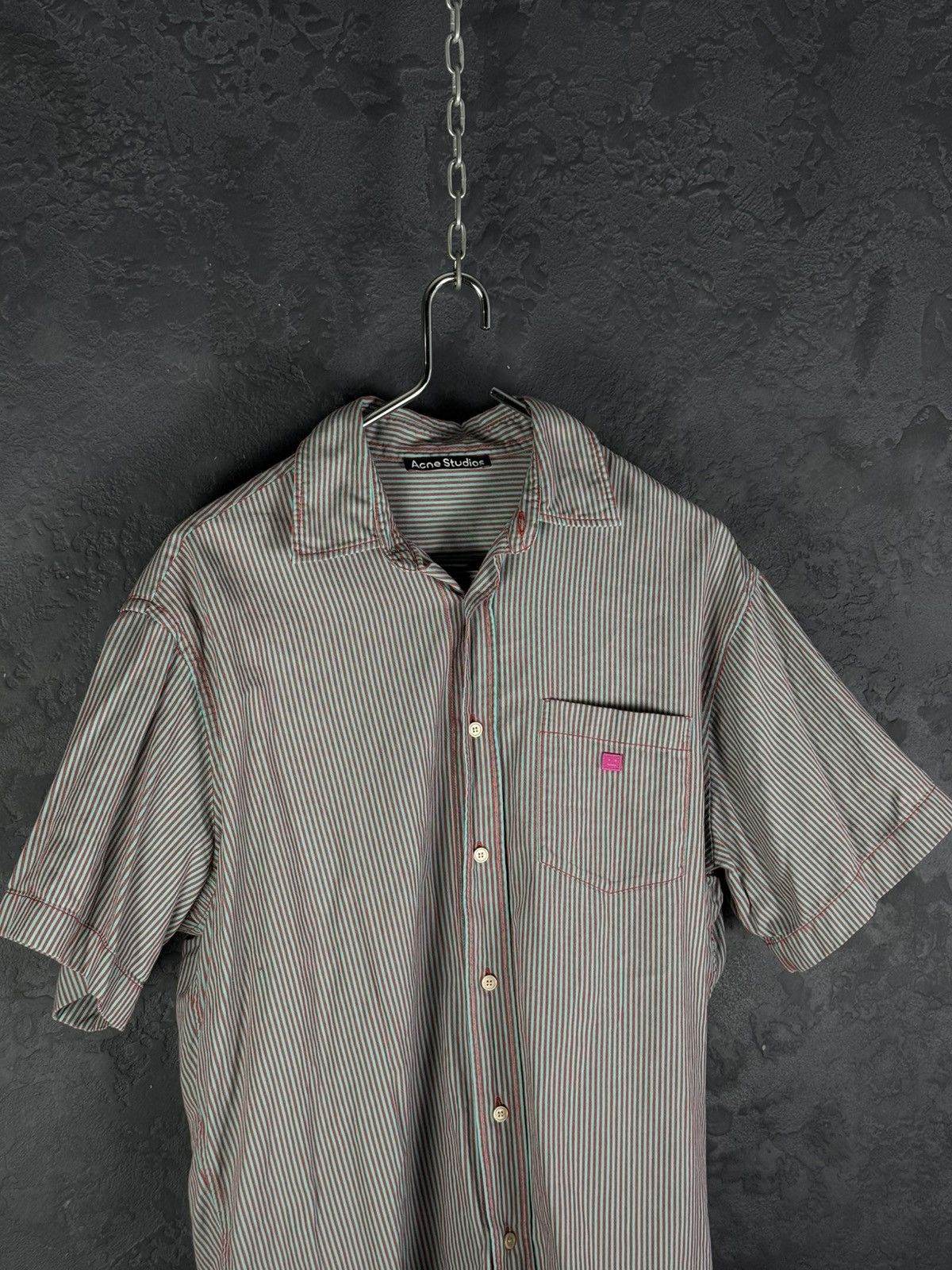 Acne Studios Acne Studios - Oversized Logo-Appliquéd Striped Cotton Shirt Size US S / EU 44-46 / 1 - 5 Thumbnail