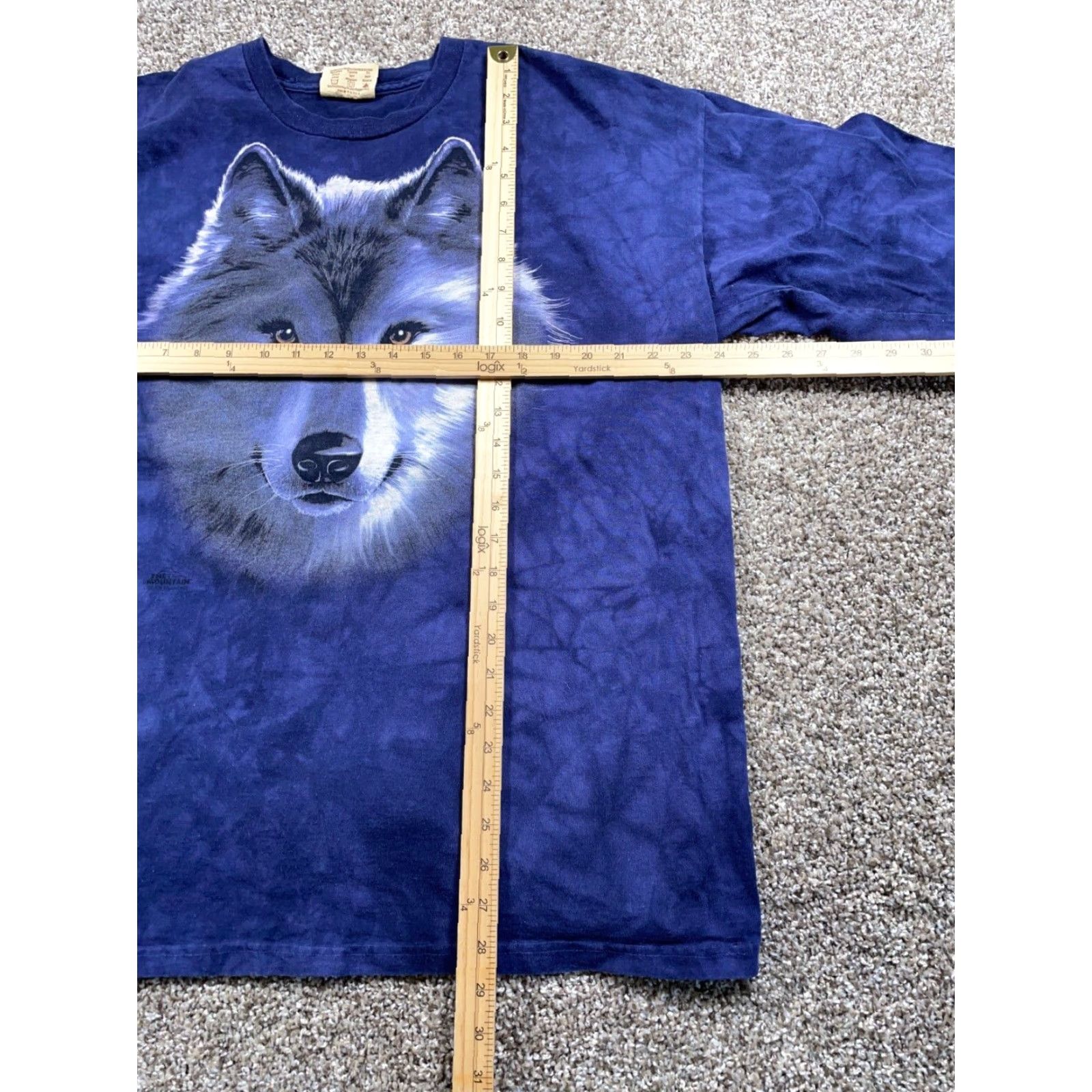 The Mountain VTG The Mountain Wolf Face Print Long Sleeve T-Shirt Dark Blue Tie Dye XL Men’s Adult Crew Neck 100% Cotton Jersey Graphic Print Vintage Size US XL / EU 56 / 4 - 5 Thumbnail
