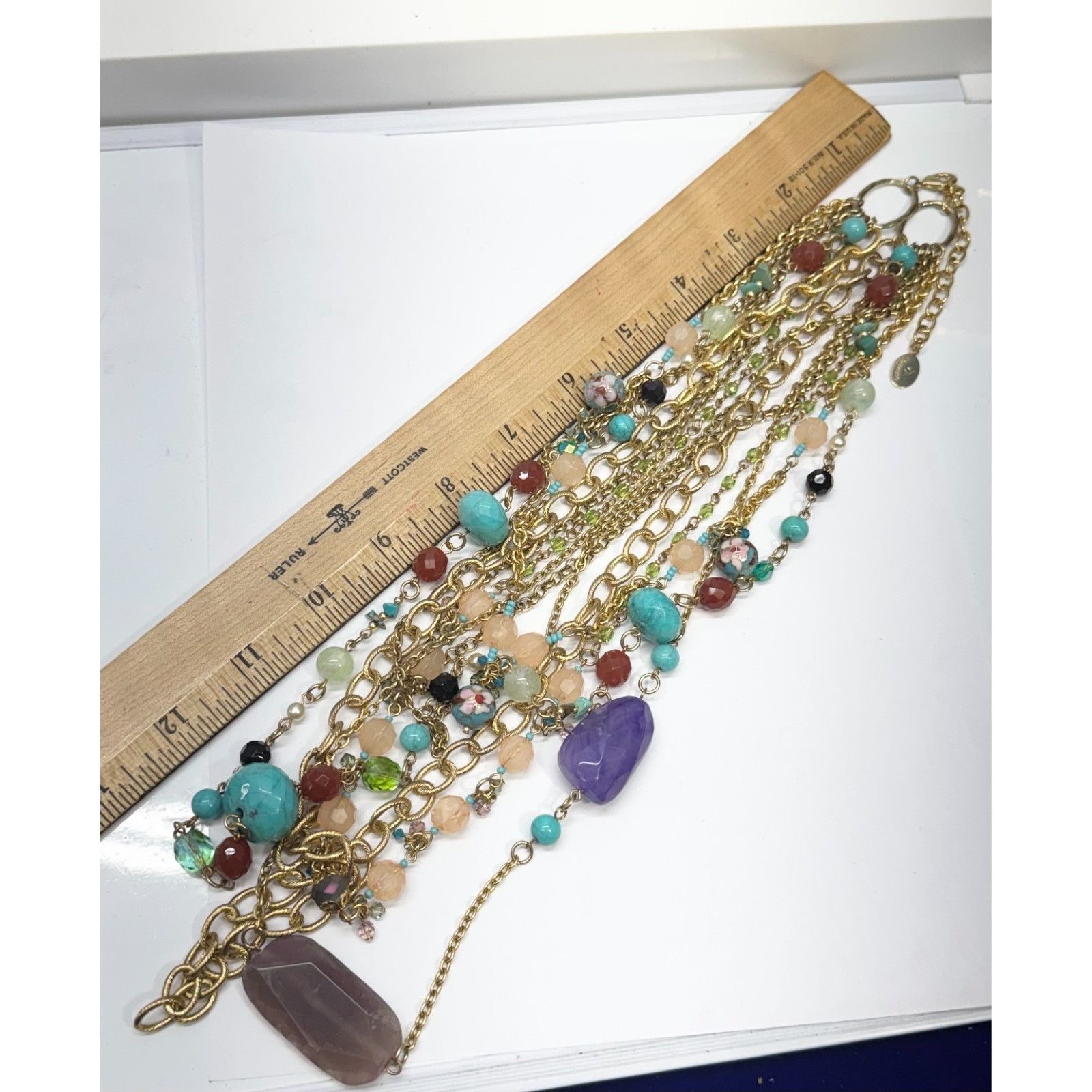 Vintage Vintage Crystal cloisonné beaded multi strand chain necklace Size ONE SIZE - 7 Thumbnail