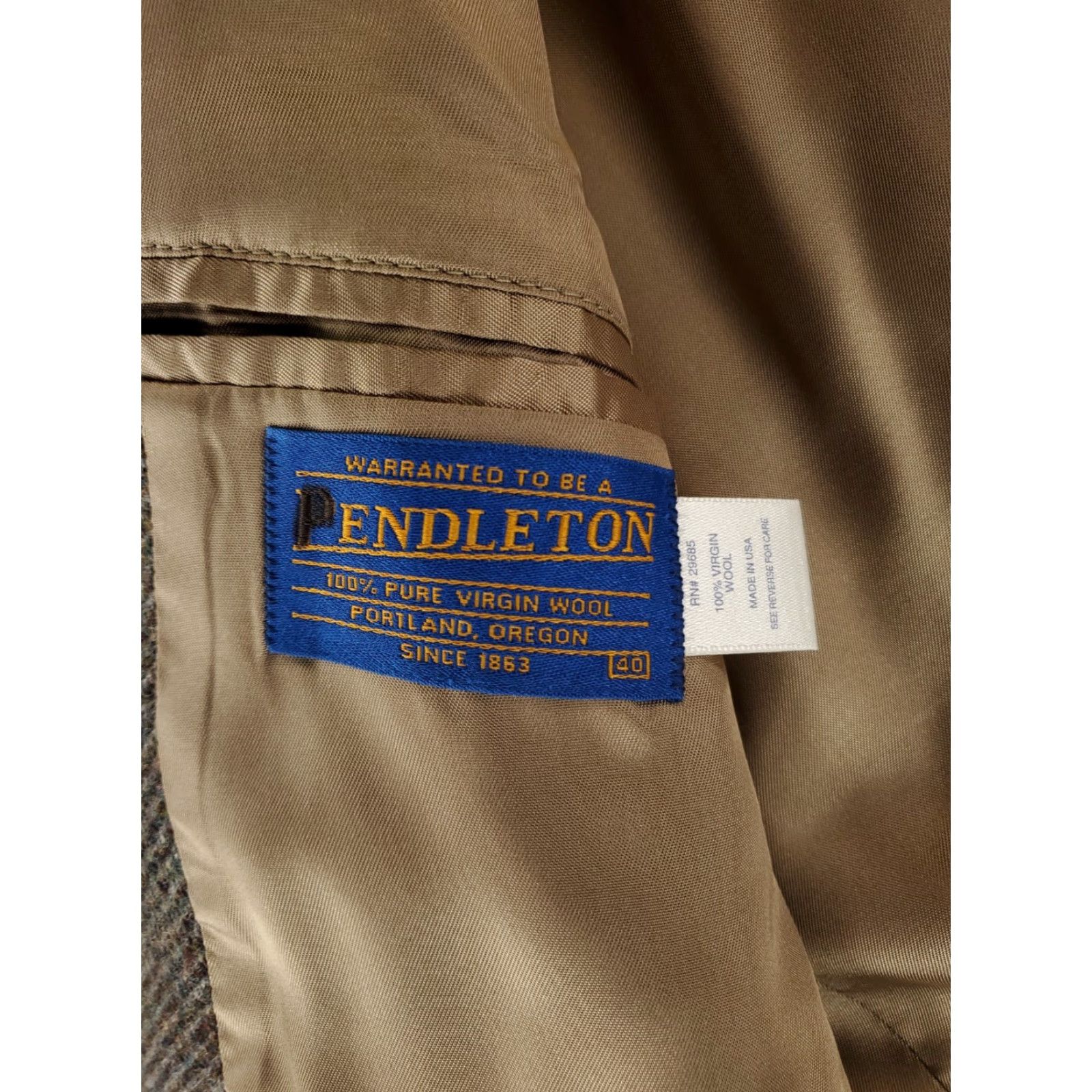 Pendleton VINTAGE Pendleton Sport Coat Jacket Blazer Tweed Brown Elbows Made USA Mens 40 Mens Brown 40 Size 40R - 4 Thumbnail