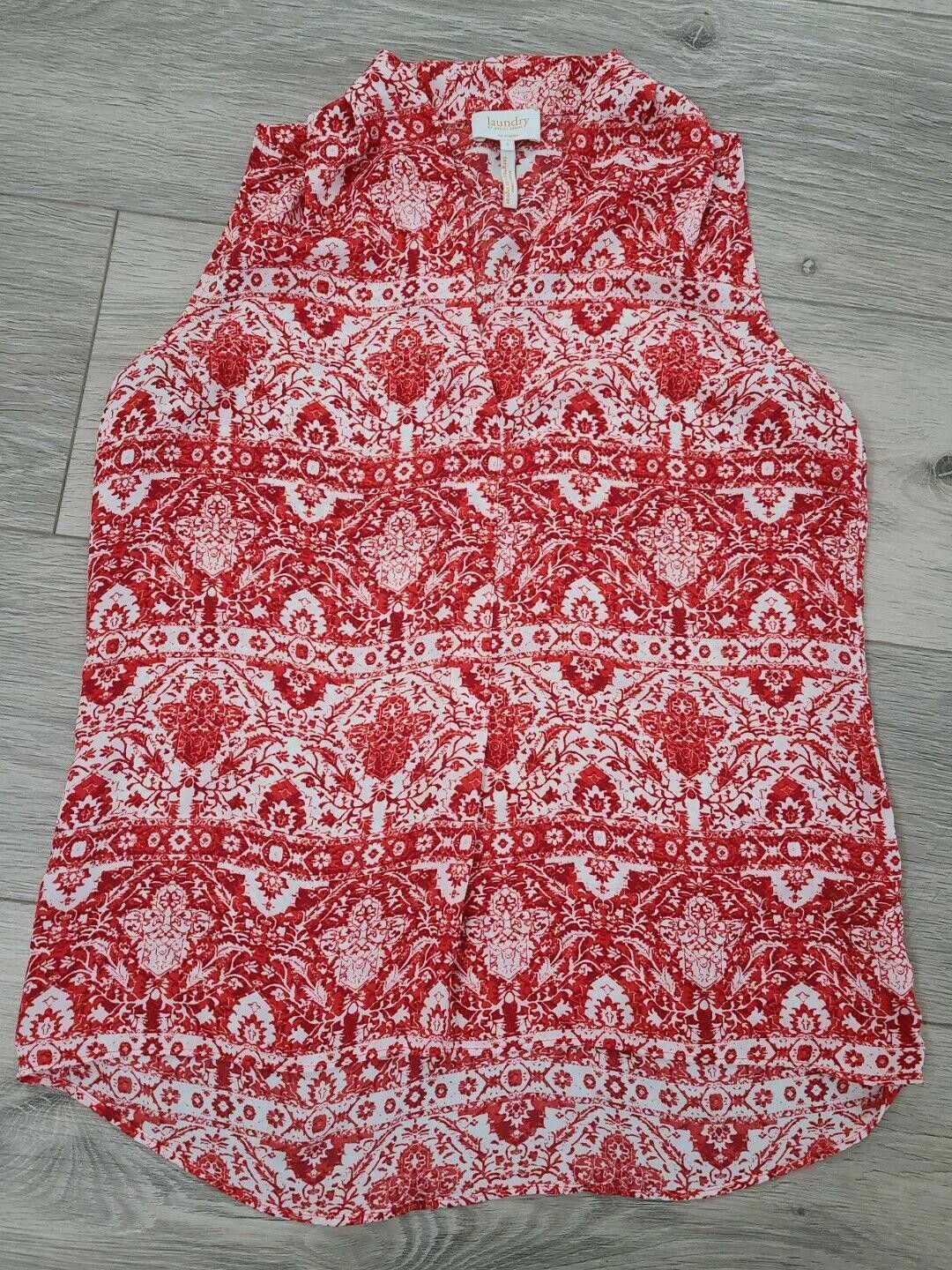 Designer Laundry By Shelli Segal Tank Top Small Blouse Red Sleeveless Size S / US 4 / IT 40 - 1 Thumbnail