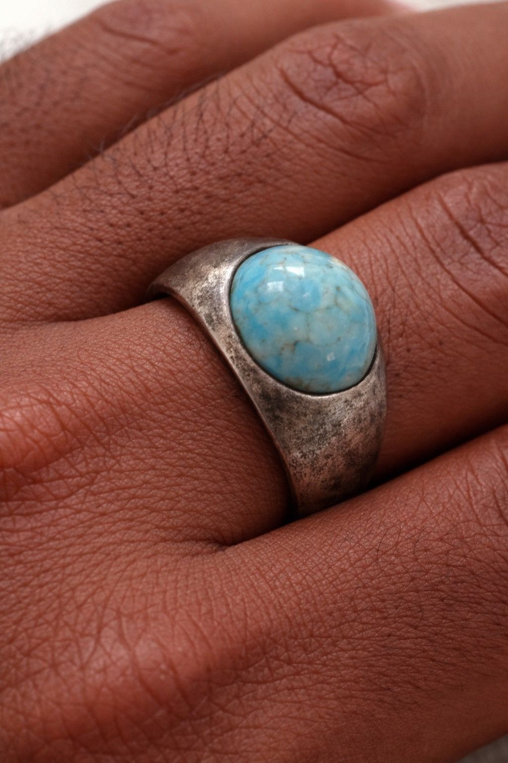 Other Sterling Silver 925 Turquoise Ring Sz 9 Chunky Wide Band Size ONE SIZE - 2 Thumbnail