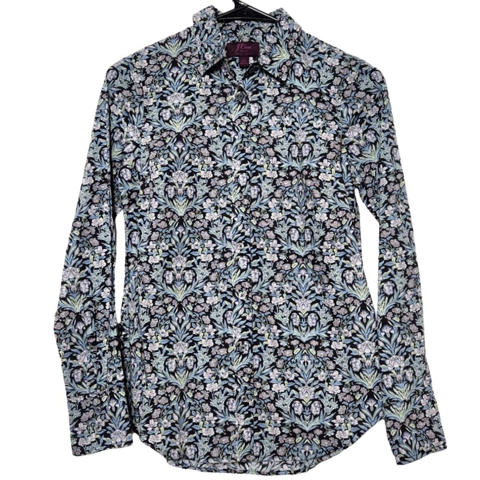J.Crew J Crew Liberty Fabric Womens 00 Button Up Blouse Long Sleeve Shirt Size XXS / US 00 / IT 34 - 2 Thumbnail