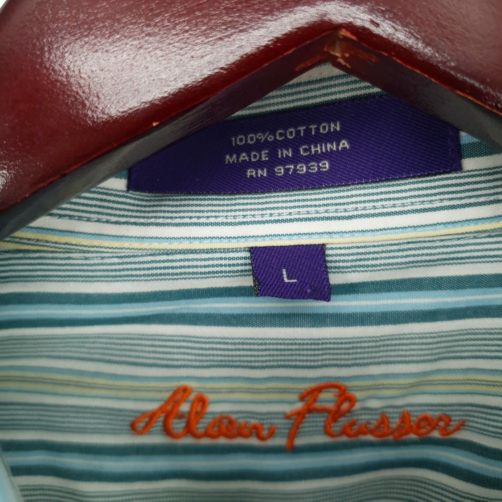 Vintage Alan Flusser Shirt Mens Large Button Up Long Sleeve Striped Pocket Size US L / EU 52-54 / 3 - 5 Thumbnail
