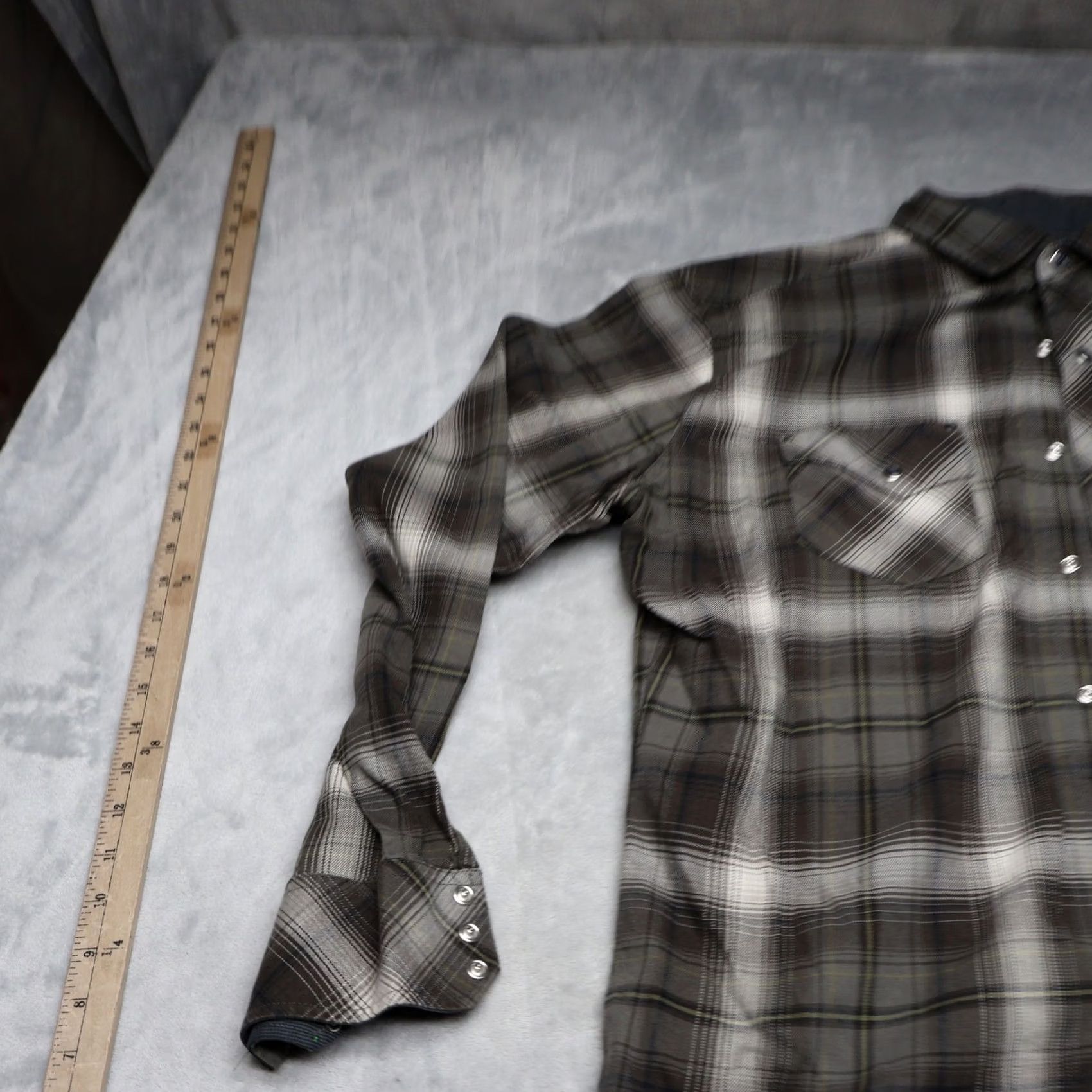 Vintage Kuhl Flannel Shirt Mens Large Brown Plaid Lowdown Western Pearl Snap Long Sleeve Size US L / EU 52-54 / 3 - 2 Thumbnail
