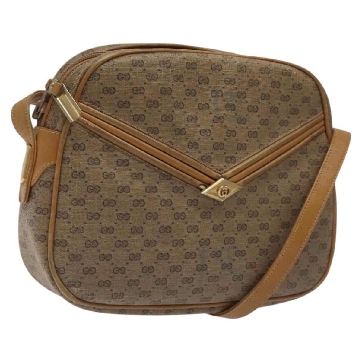 Gucci Micro GG Supreme Shoulder Bag Pvc Beige Auth Ba1399, Women's